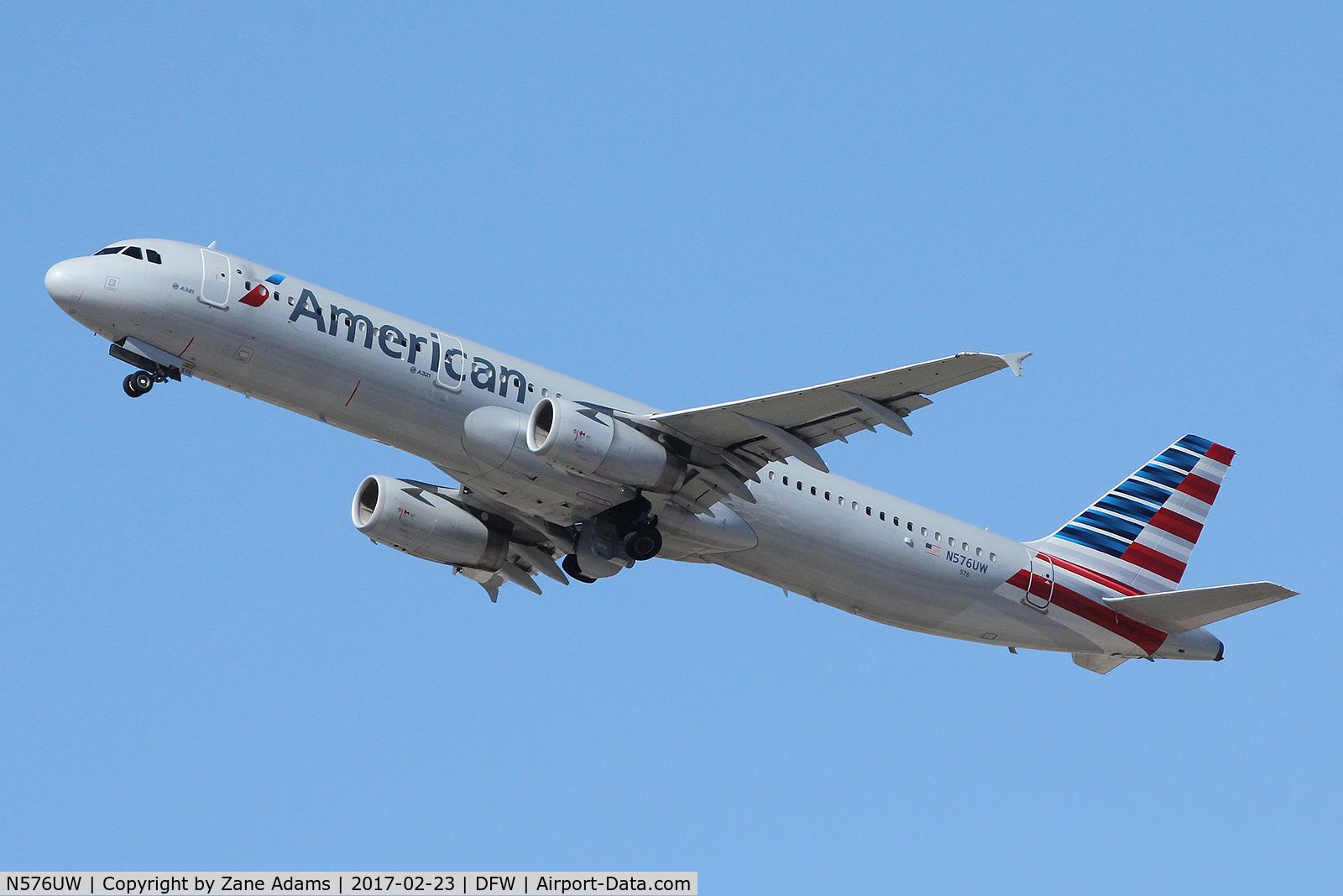 N576UW, 2014 Airbus A321-231 C/N 6027, Departing DFW Airport