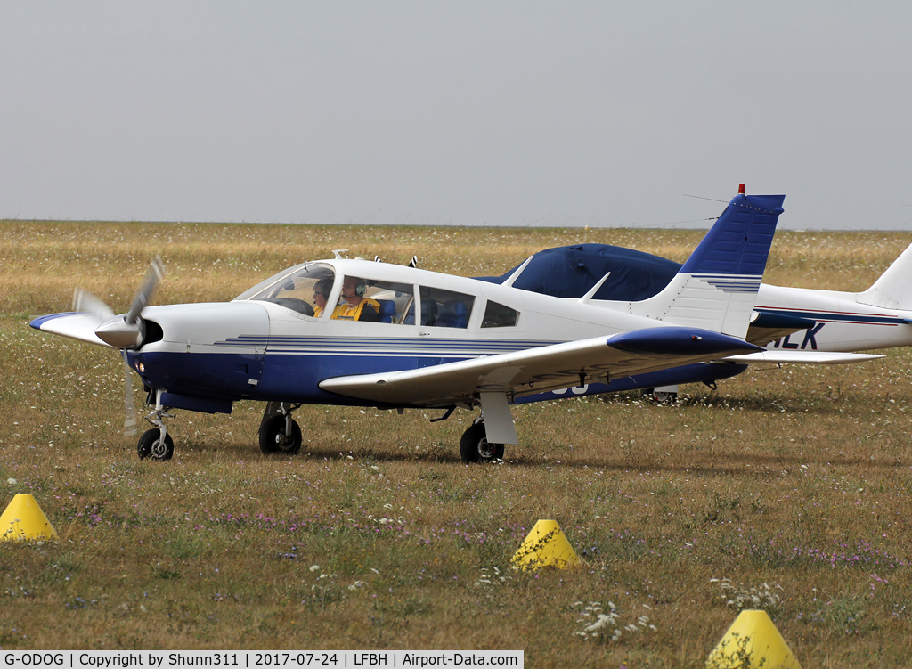 G-ODOG, 1972 Piper PA-28R-200-2 Cherokee Arrow II C/N 28R-7235197, Arriving from flight and taxiing to his parking...