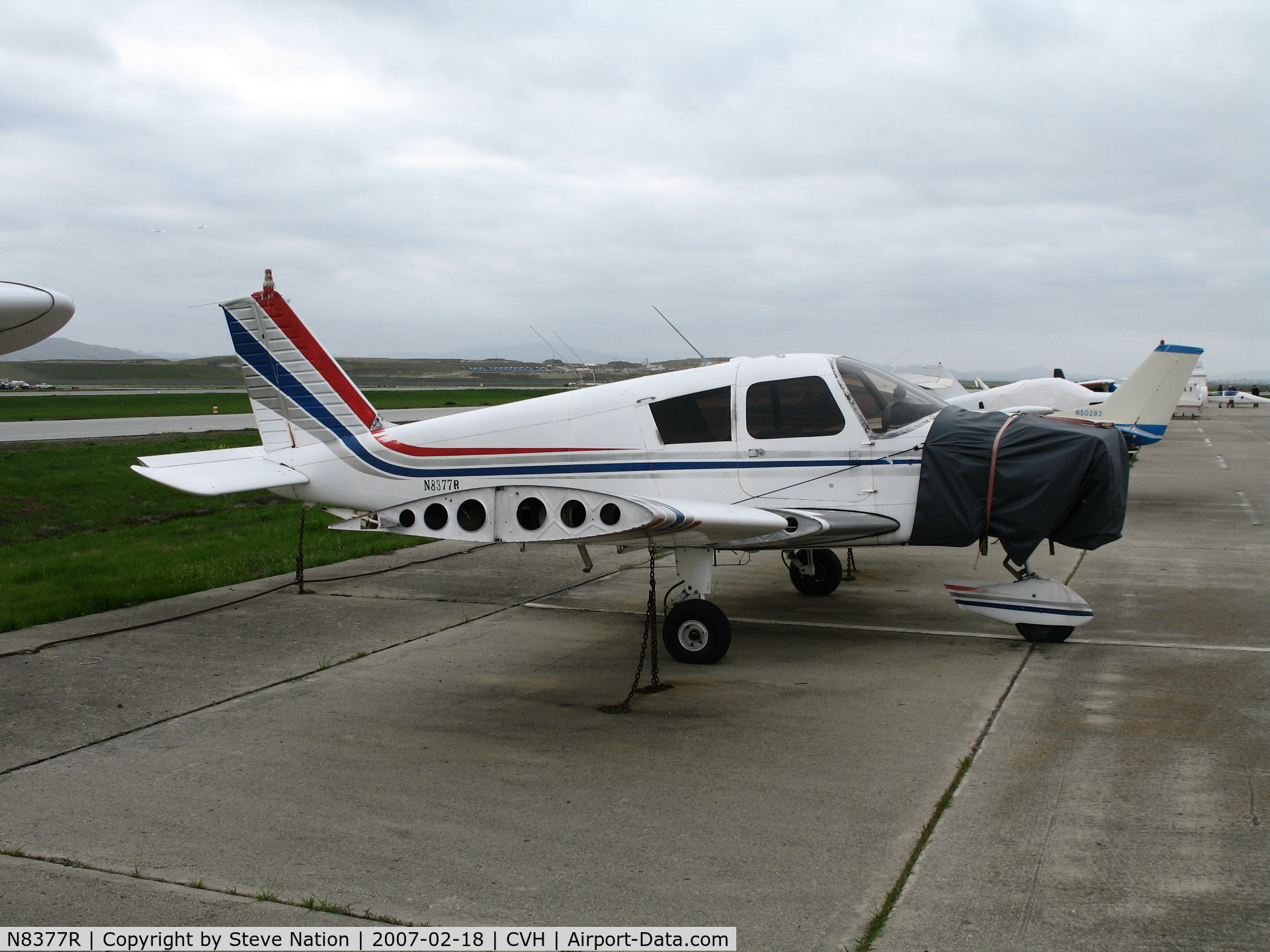 N8377R, 1966 Piper PA-28-140 C/N 28-22254, 1966 Piper PA-28-140 Cherokee minus wingtip and prop @ Hollister Municipal Airport, CA