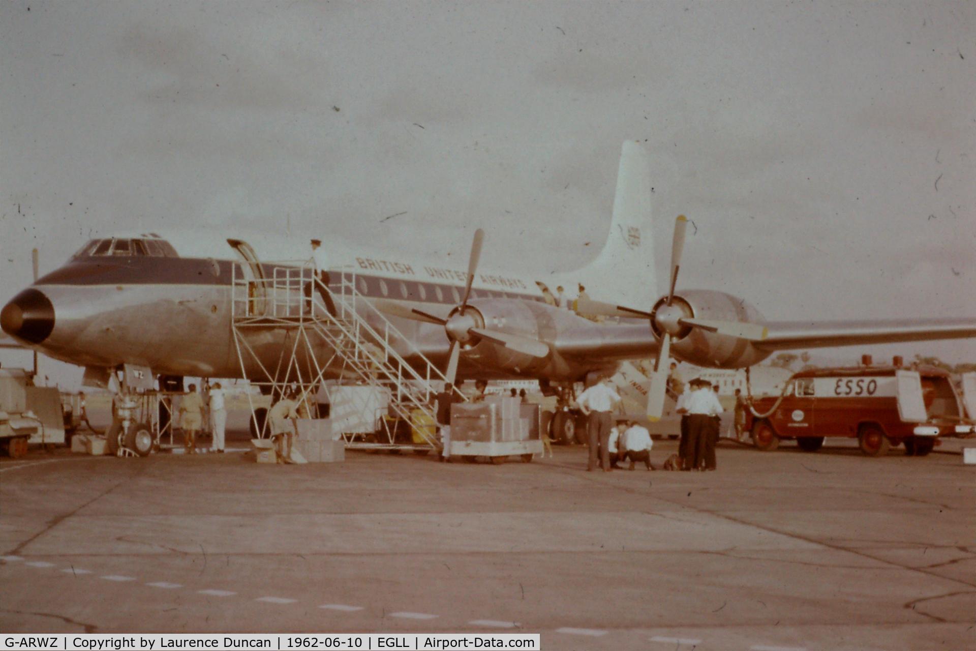 G-ARWZ, 1957 Bristol 175 Britannia 313 C/N 13233, My father recently passed away and I am converting his slides to digital images. My mum, dad and sister flew back from duty for the RAF in 1962 aboard this aircraft.