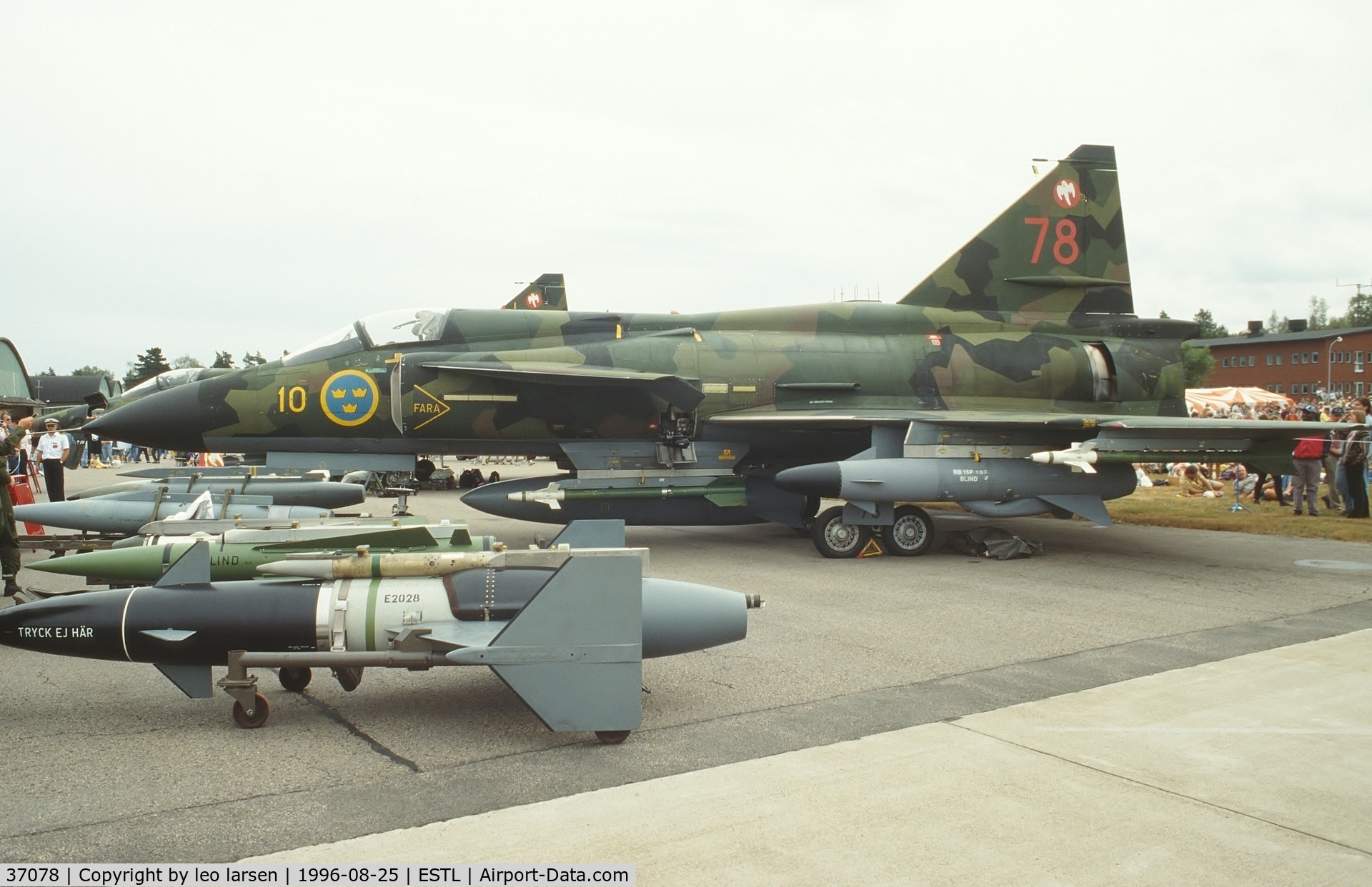 37078, 1975 Saab AJ37 Viggen C/N 37078, Ljungbyhed F.5 Air Base 25.8.1996