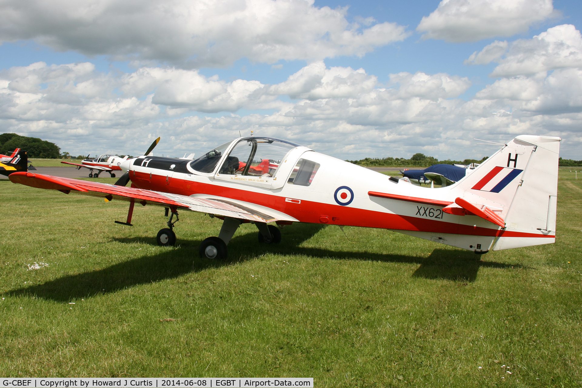 G-CBEF, 1974 Scottish Aviation Bulldog T.1 C/N BH120/286, Painted as XX621/H. At the Chip and Dog meet, 2014.