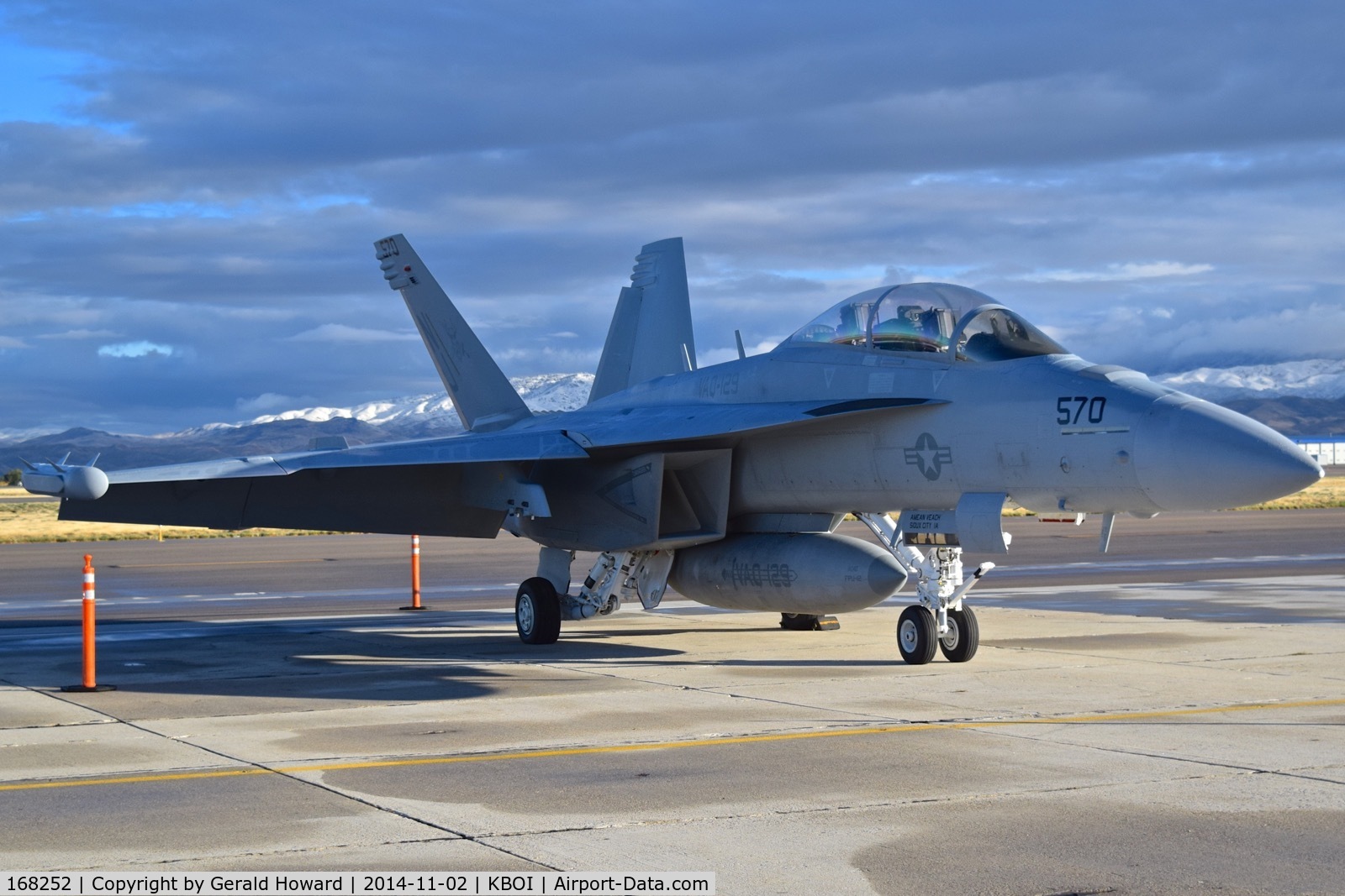 168252, Boeing EA-18G Growler C/N G-34, Parked on the south GA ramp.  VAQ-129 