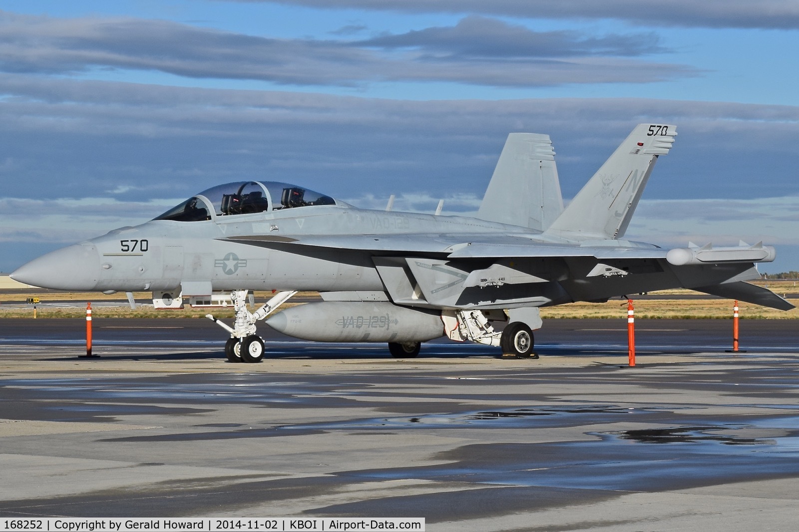 168252, Boeing EA-18G Growler C/N G-34, Parked on the south GA ramp.  VAQ-129 