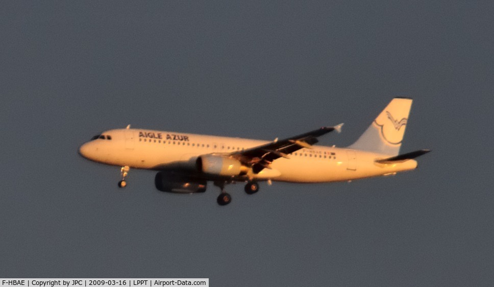 F-HBAE, 1995 Airbus A320-233 C/N 558, Approach at Sunset