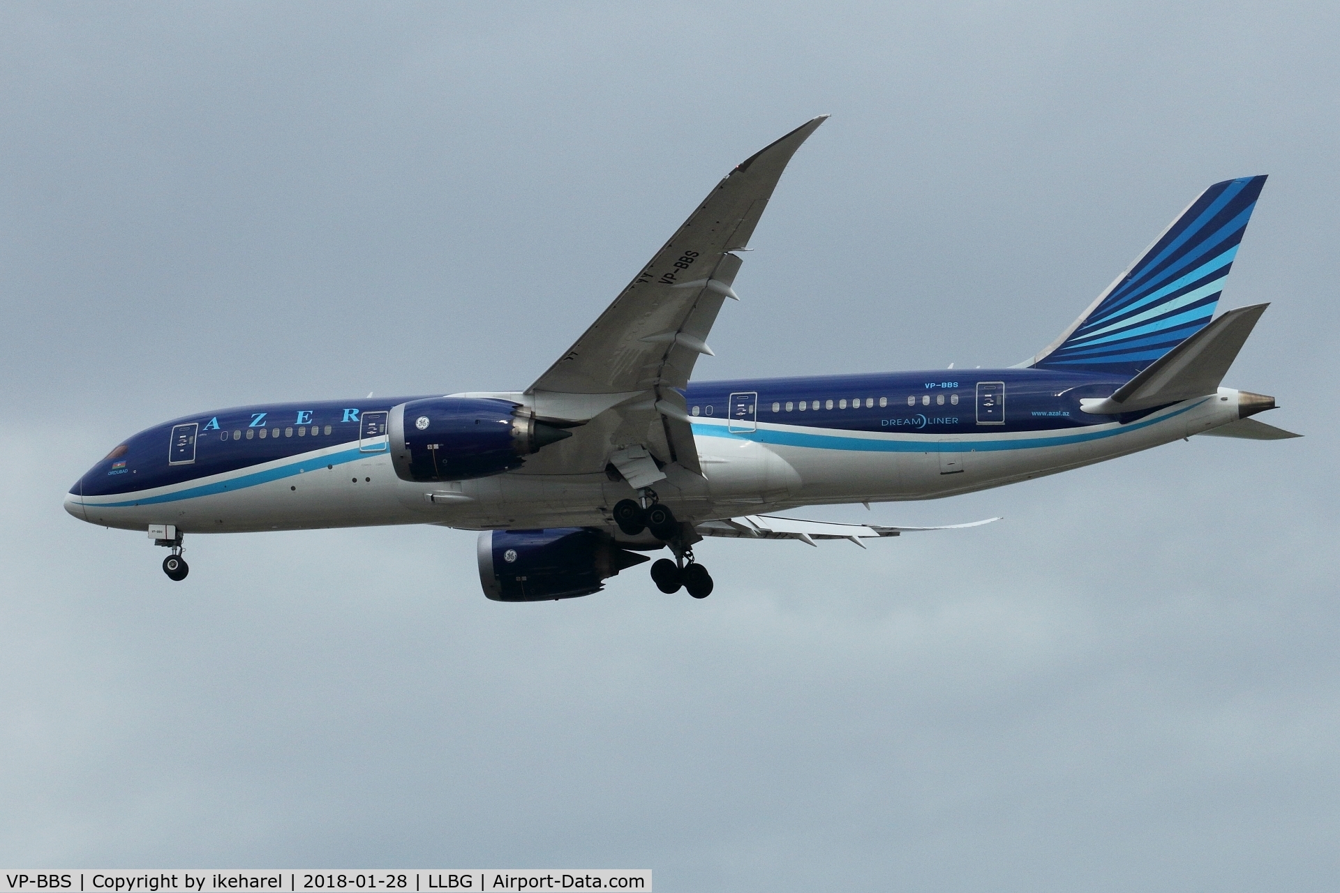 VP-BBS, 2014 Boeing 787-8 Dreamliner C/N 37921, Flight from Baku landing on runway 26.