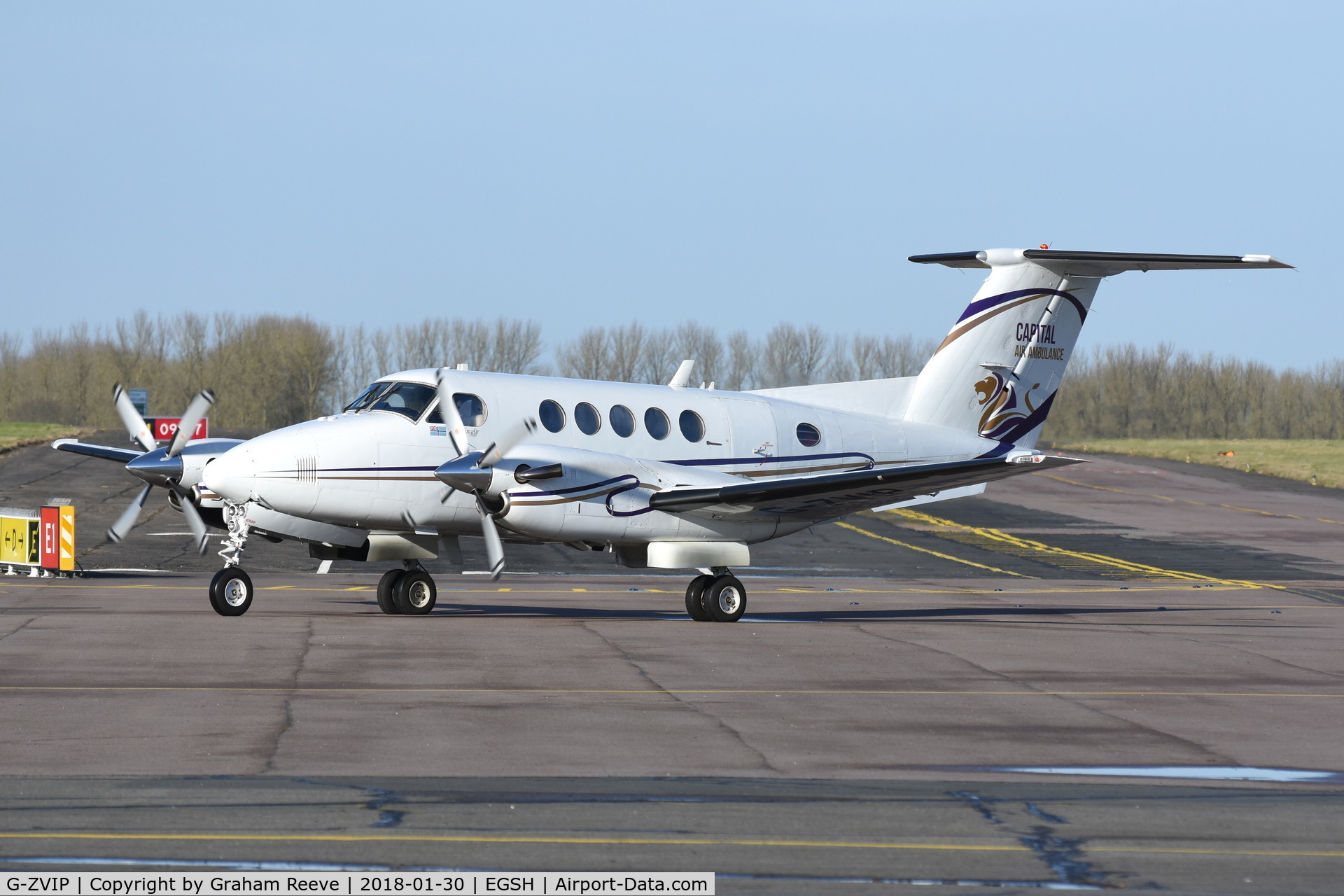 G-ZVIP, 1975 Beech 200 Super King Air C/N BB-108, Just landed at Norwich.