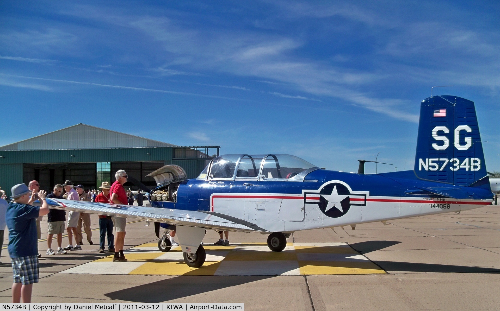 N5734B, 1956 Beech D-45 Mentor C/N BG-365, Phoenix-Mesa Gateway Airport Gateway Aviation Day 2011