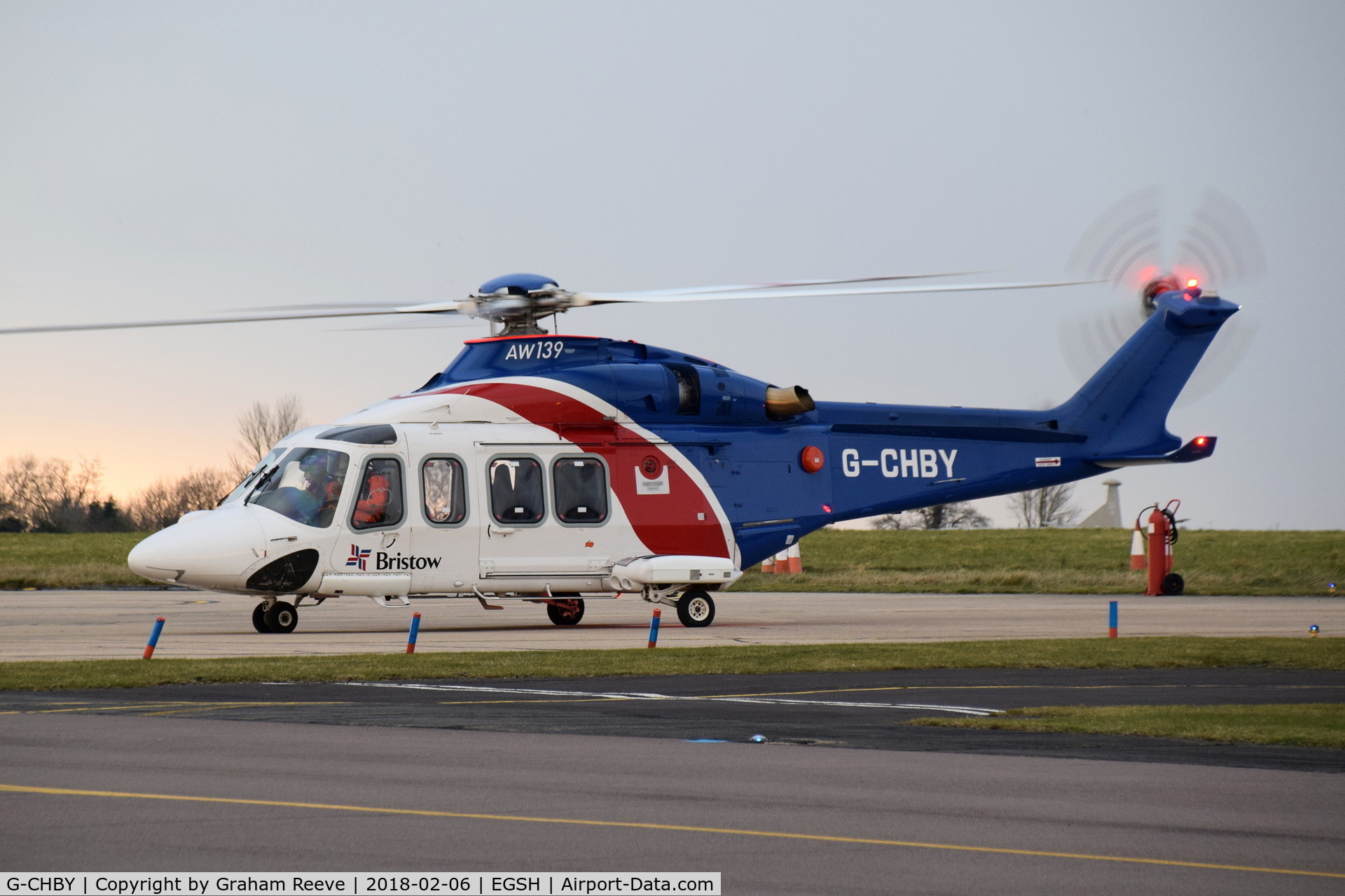 G-CHBY, 2010 AgustaWestland AW-139 C/N 31310, Just landed at Norwich.