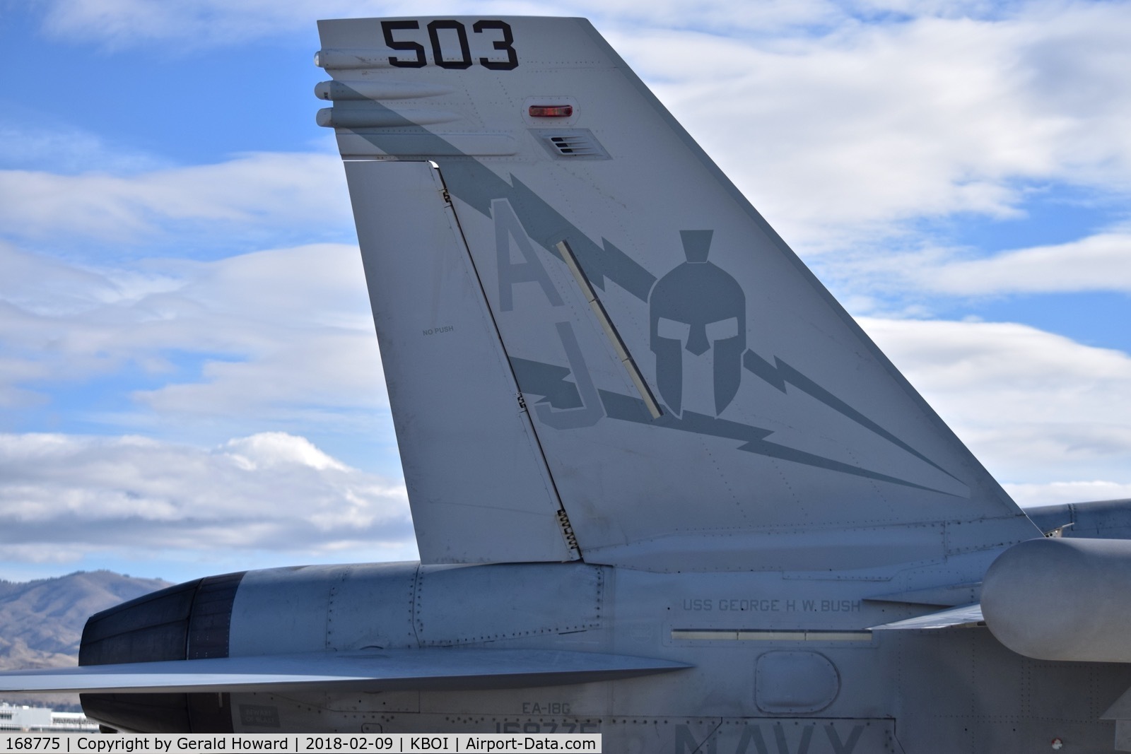 168775, Boeing EA-18G Growler C/N G-89, Parked on the south GA ramp.  VAQ-131 