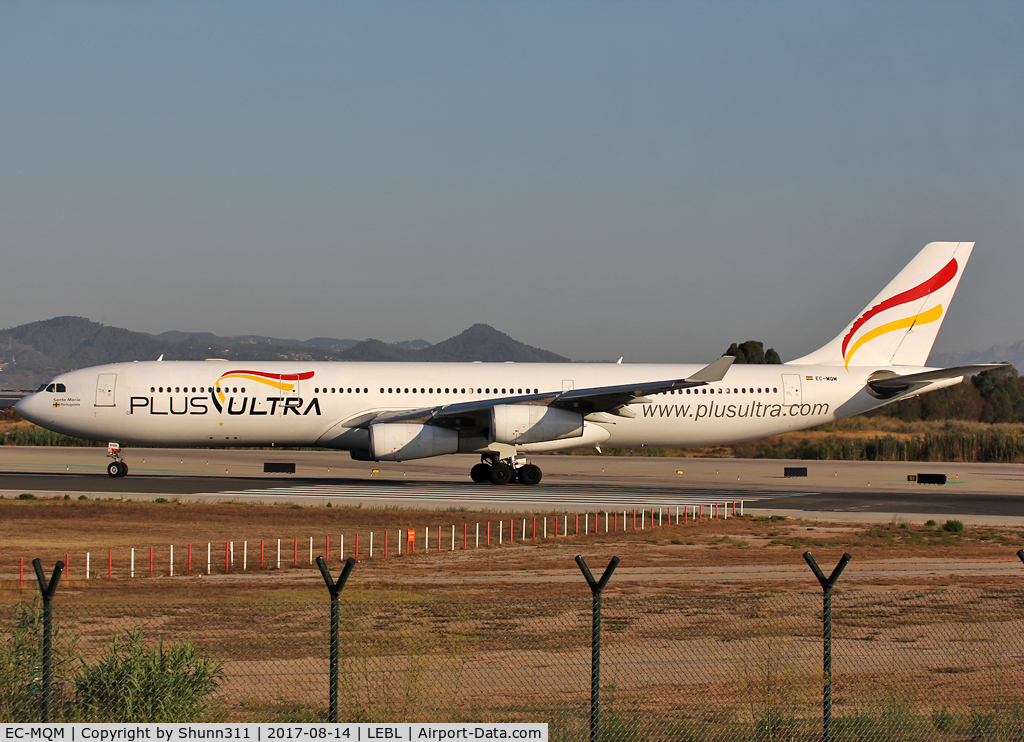 EC-MQM, 2001 Airbus A340-313X C/N 399, Lining up rwy 25L for departure...