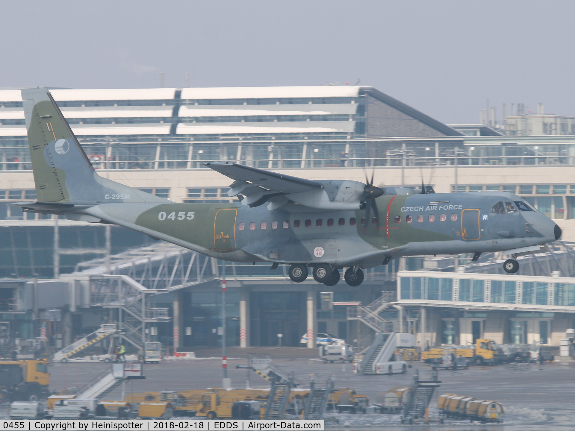 0455, CASA C-295M C/N S-075, 0455 at Stuttgart Airport.