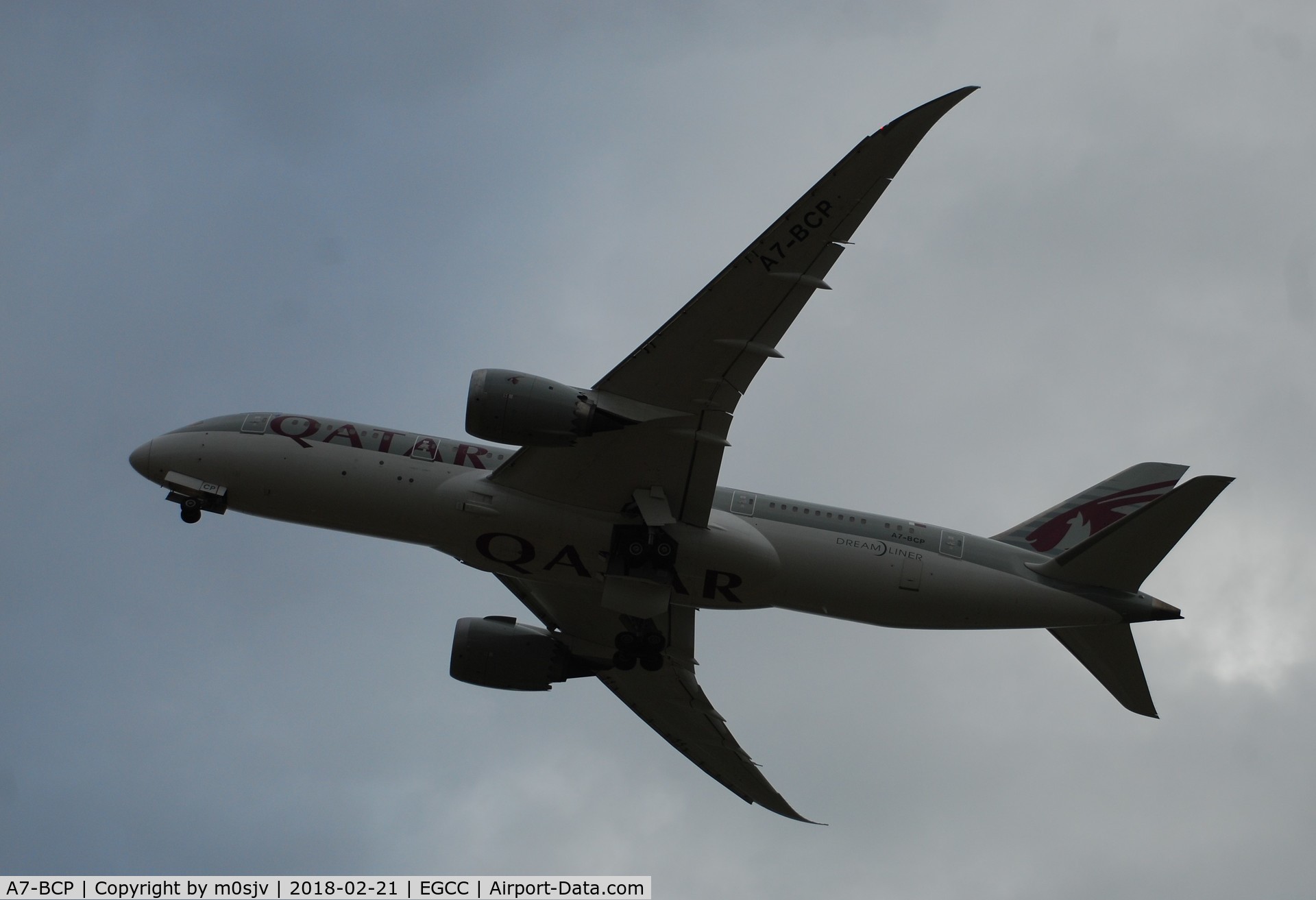 A7-BCP, 2014 Boeing 787-8 Dreamliner C/N 38334, Taken from the Airport Pub