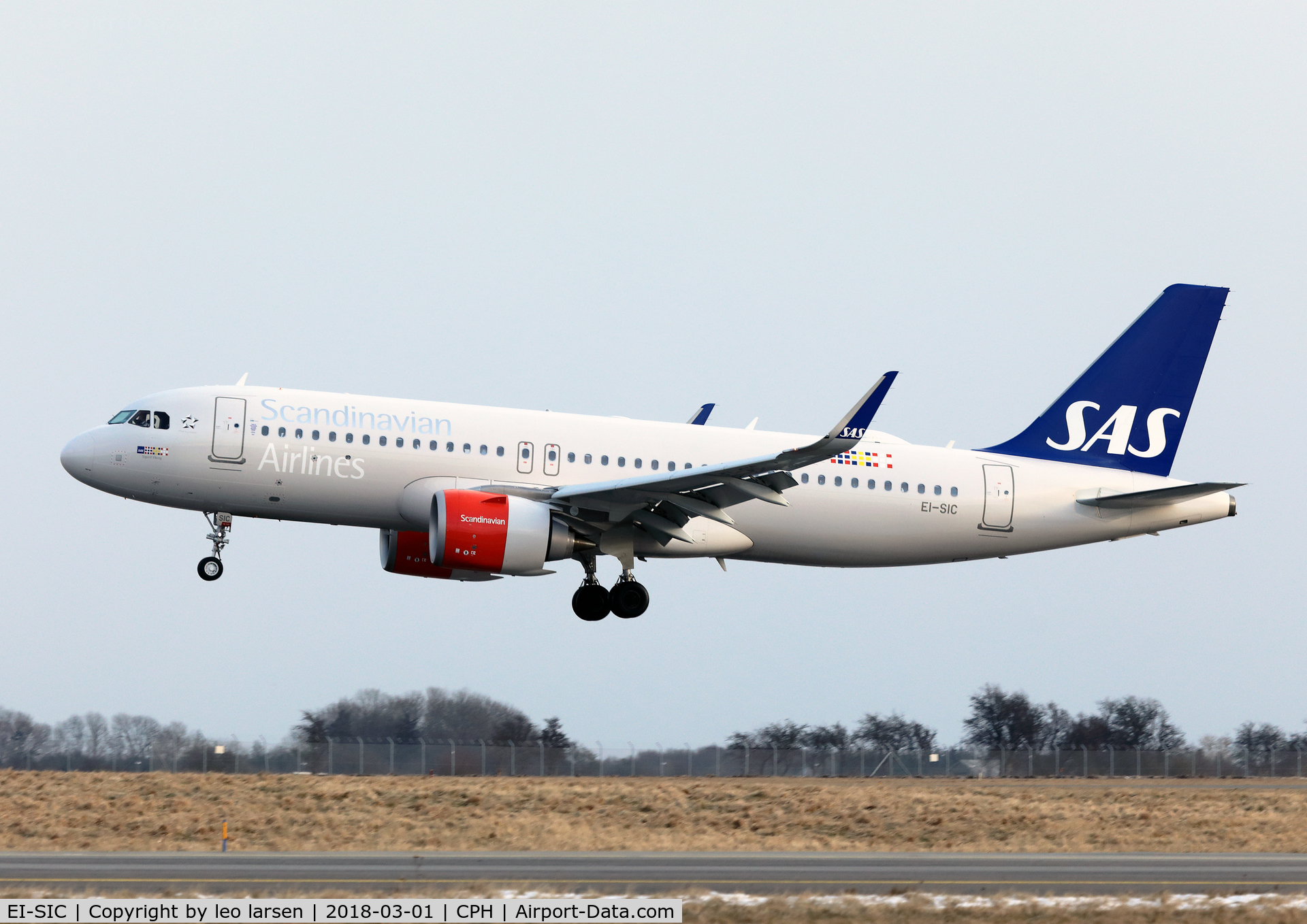 EI-SIC, 2017 Airbus A320-251N C/N 7979, Copenhagen 1.3.2018 L/D R-04L