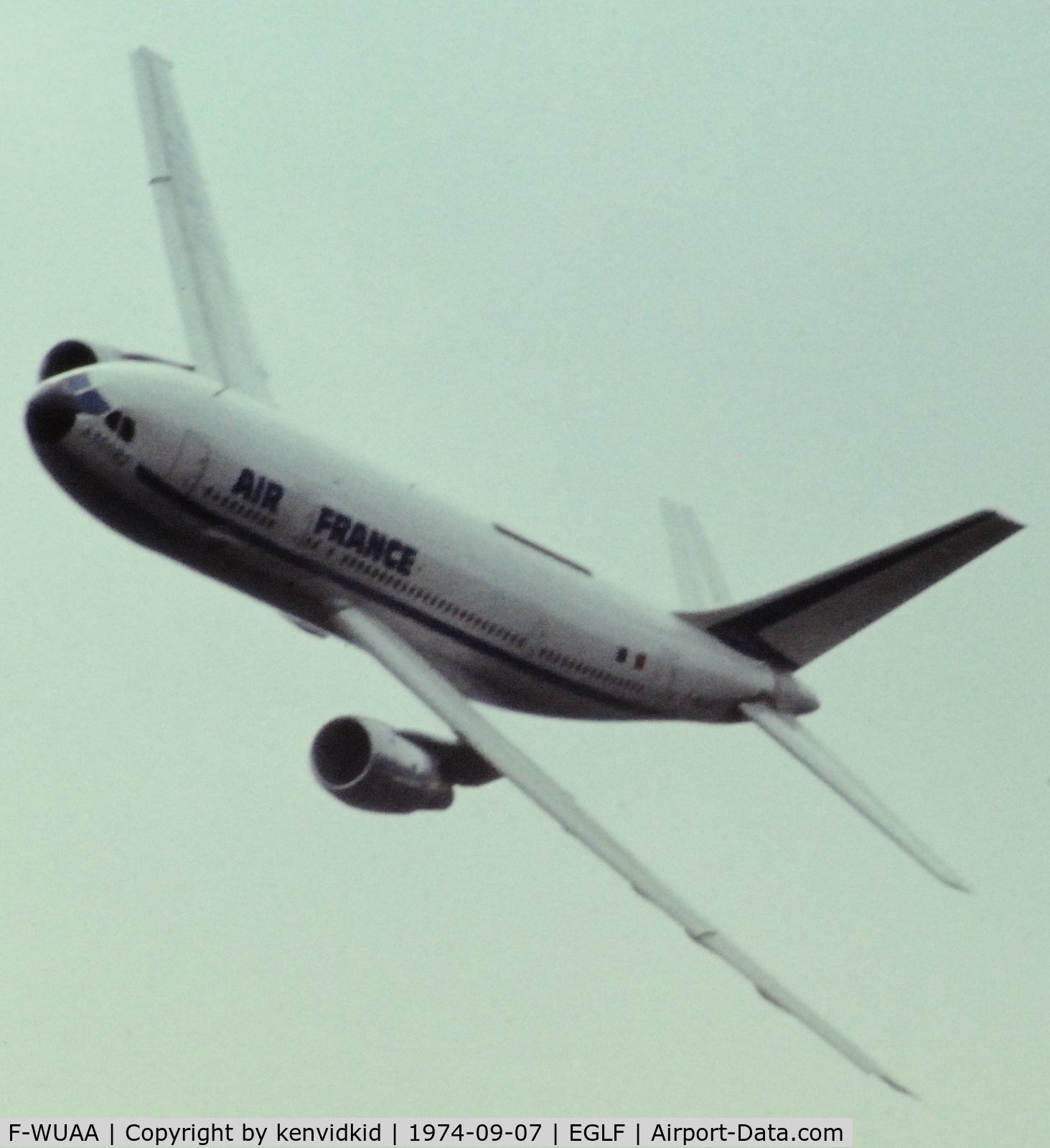 F-WUAA, 1973 Airbus A300B2-1C C/N 4, At the 1974 SBAC show, copied from slide.