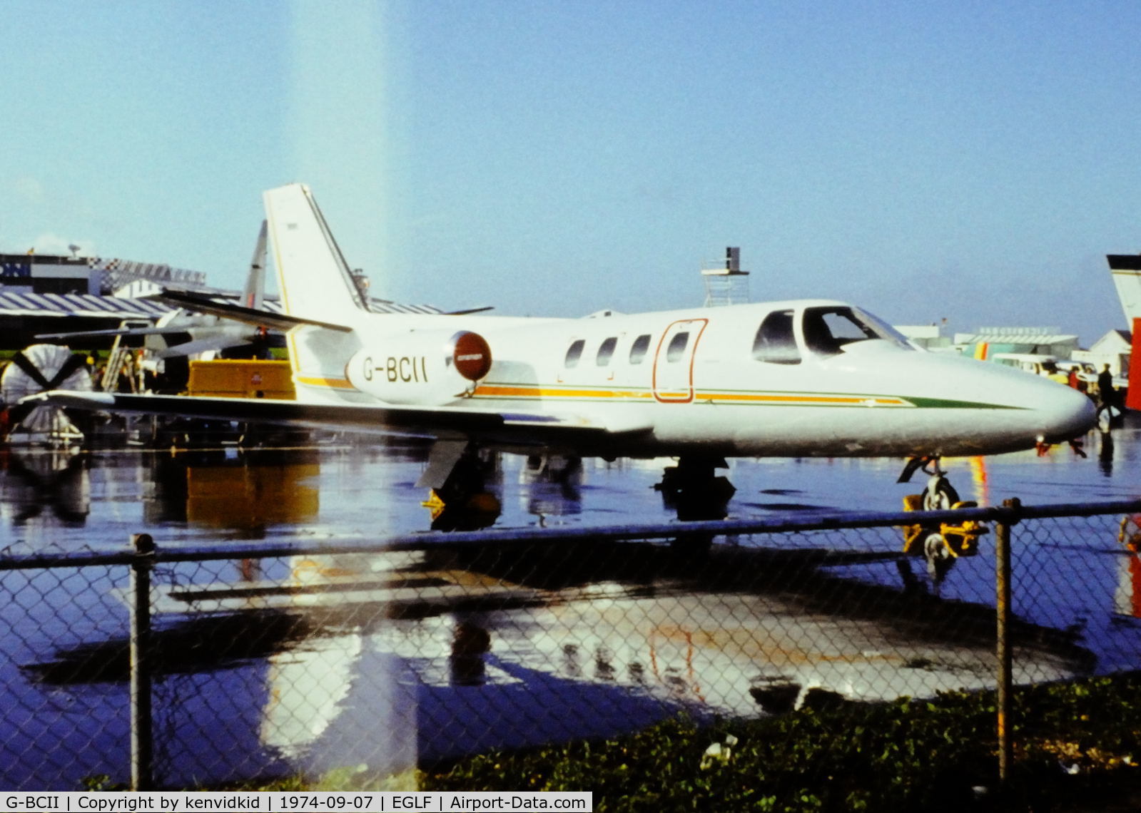 G-BCII, 1974 Cessna 500 Citation C/N 500-0176, At the 1974 SBAC show, copied from slide.