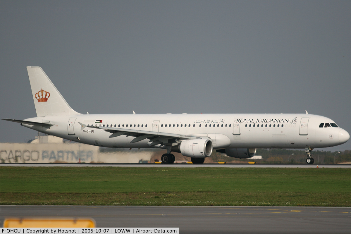 F-OHGU, 1997 Airbus A321-211 C/N 675, In all White with Royal Jordanian titles