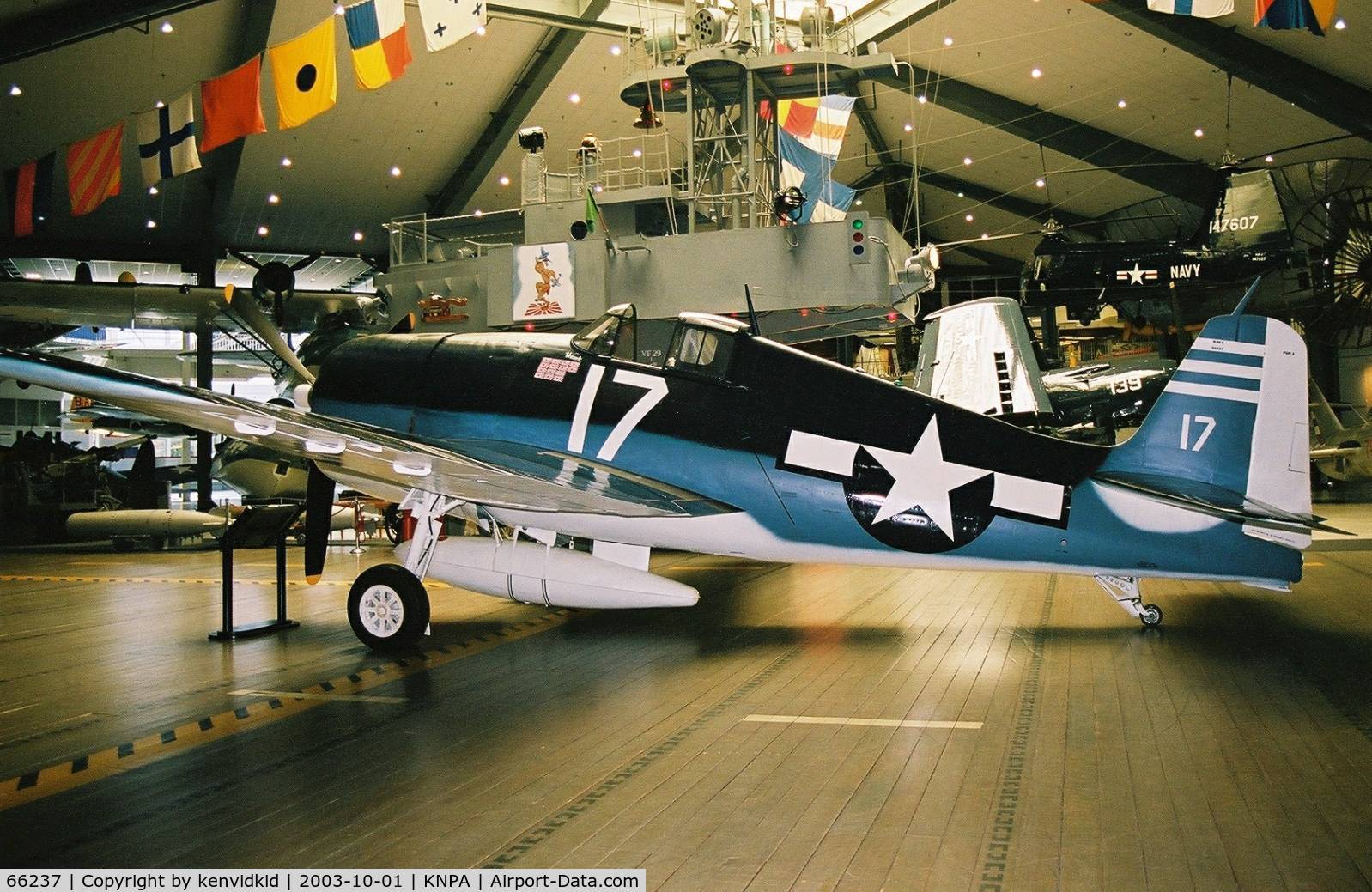 66237, Grumman F6F-3 Hellcat C/N A-1257, On display at the Museum of Naval Aviation, Pensacola.