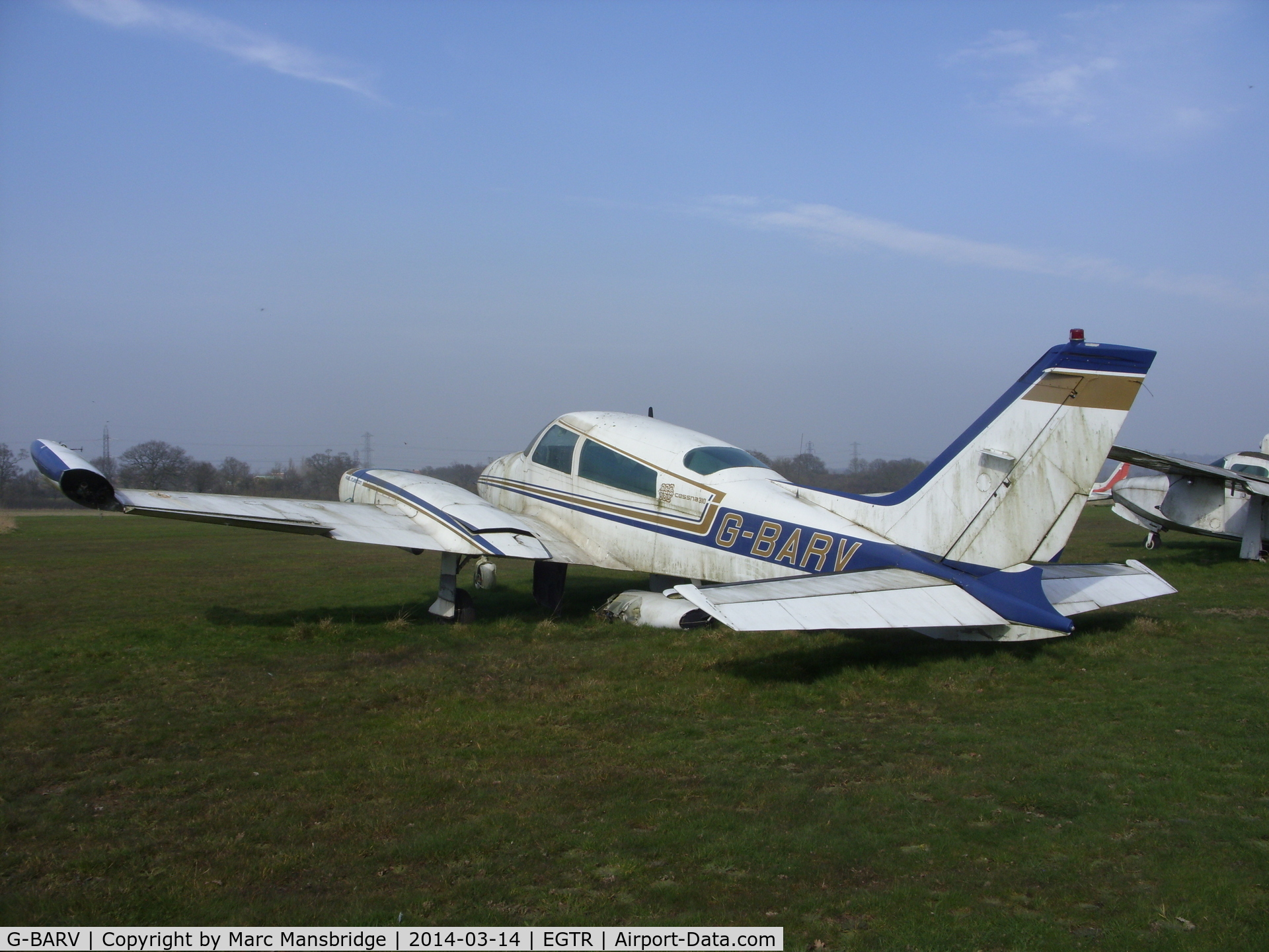 G-BARV, 1973 Cessna 310Q C/N 310Q-0774, Another aircraft just left to rot on the edge of Elstree airfield EGTR