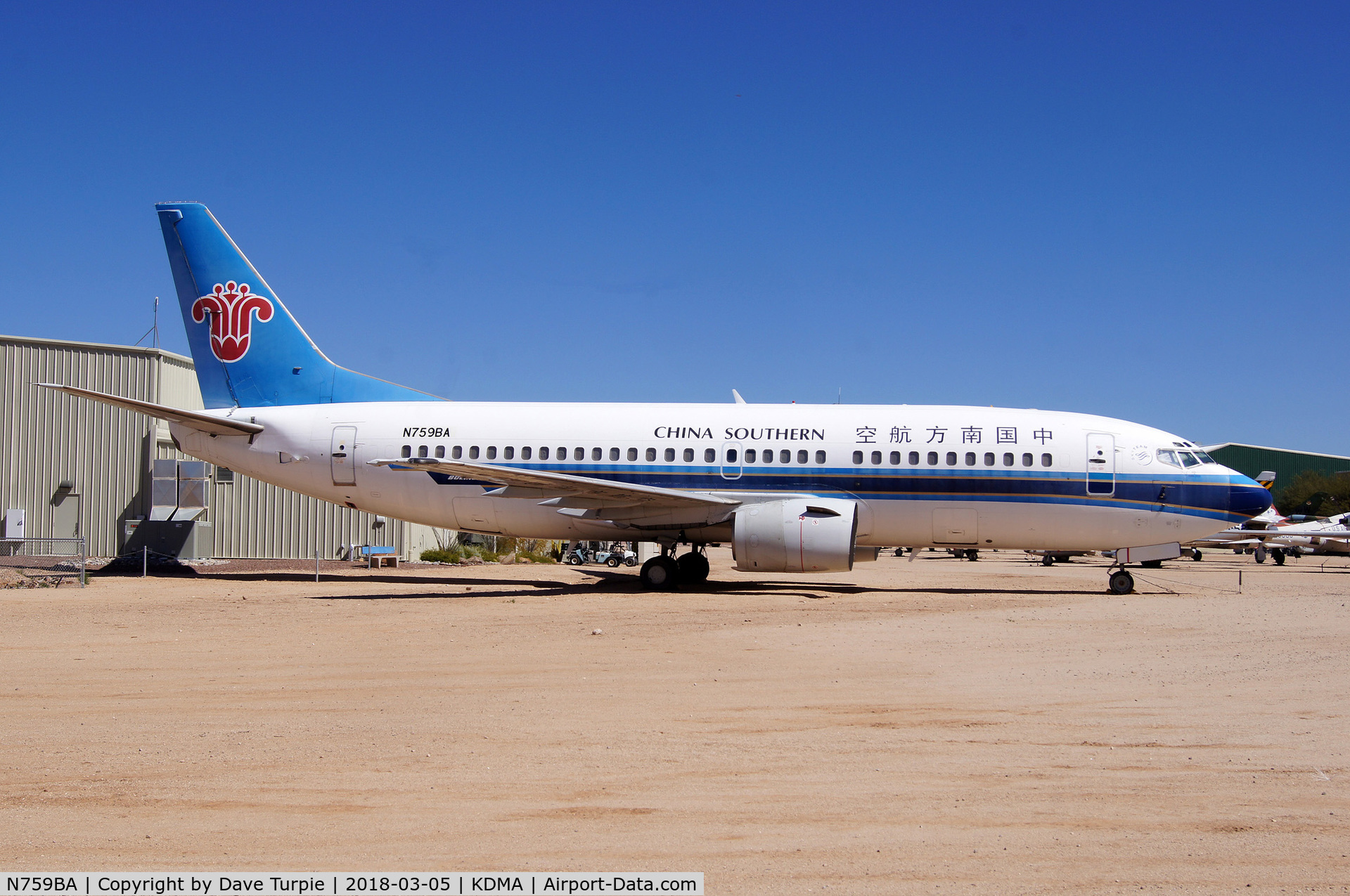 N759BA, 1993 Boeing 737-3Q8 C/N 27286, Located at Pima Air & Space Museum, adjacent to KDMA. Formerly B-2921.  S/N 27286. First delivered. September 1993.