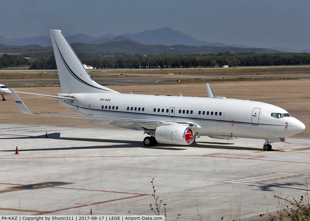 P4-KAZ, Boeing 737-7EJ BBJ C/N 32774, Parked at the Airport...