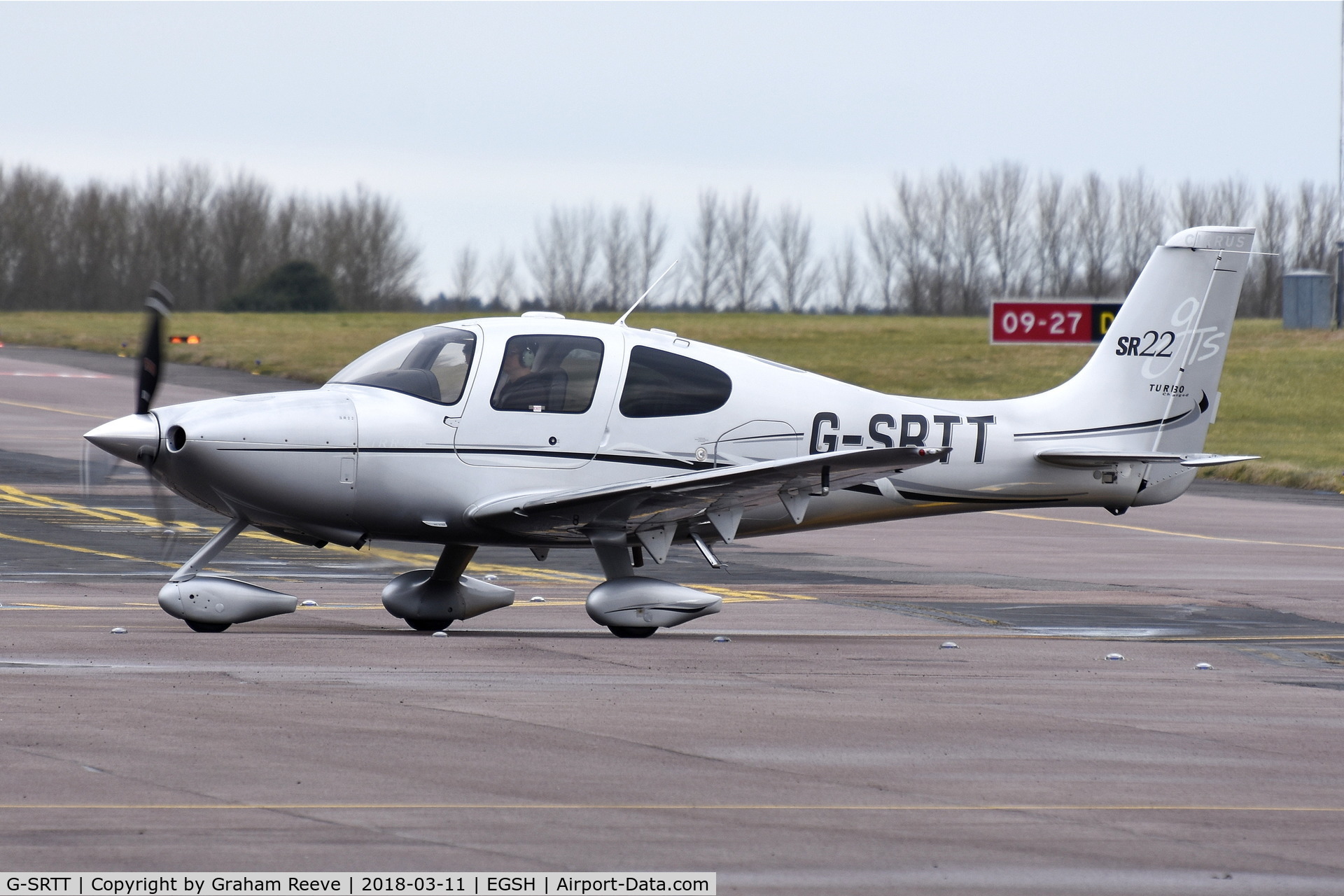 G-SRTT, 2007 Cirrus SR22 GTS Turbo C/N 2421, Just landed at Norwich.