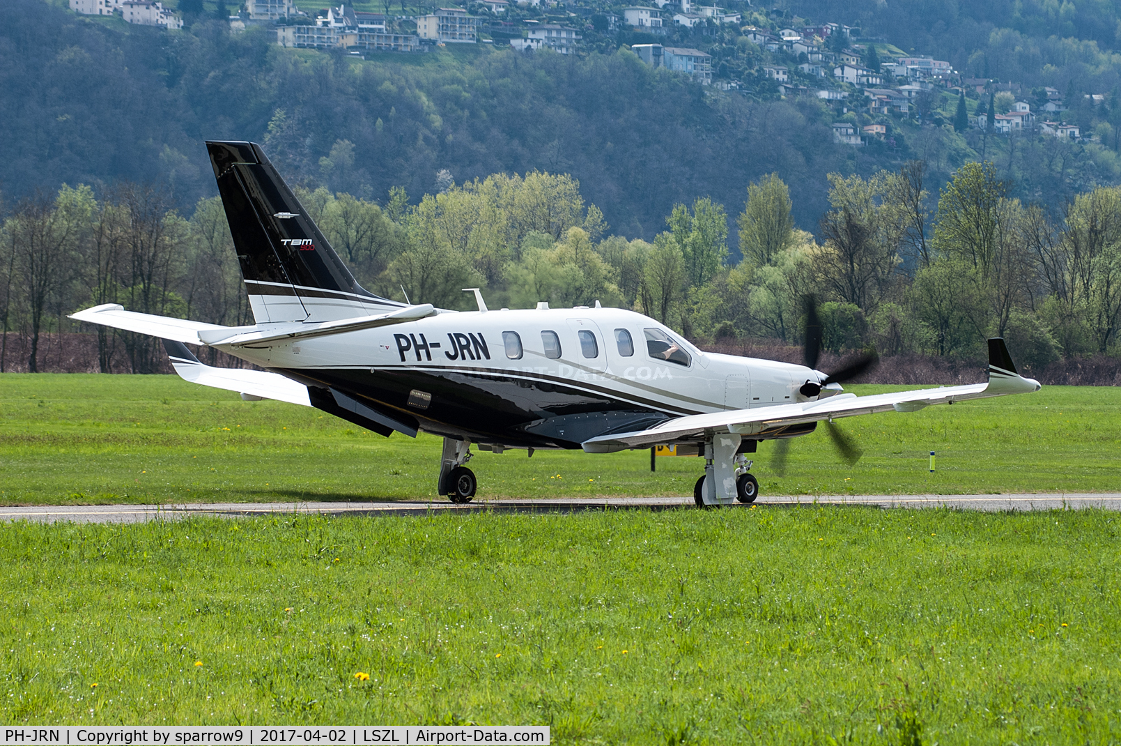 PH-JRN, 2014 Socata TBM-700N (TBM-900) C/N 1028, At Locarno-Magadino airport, civil side. Leaving.