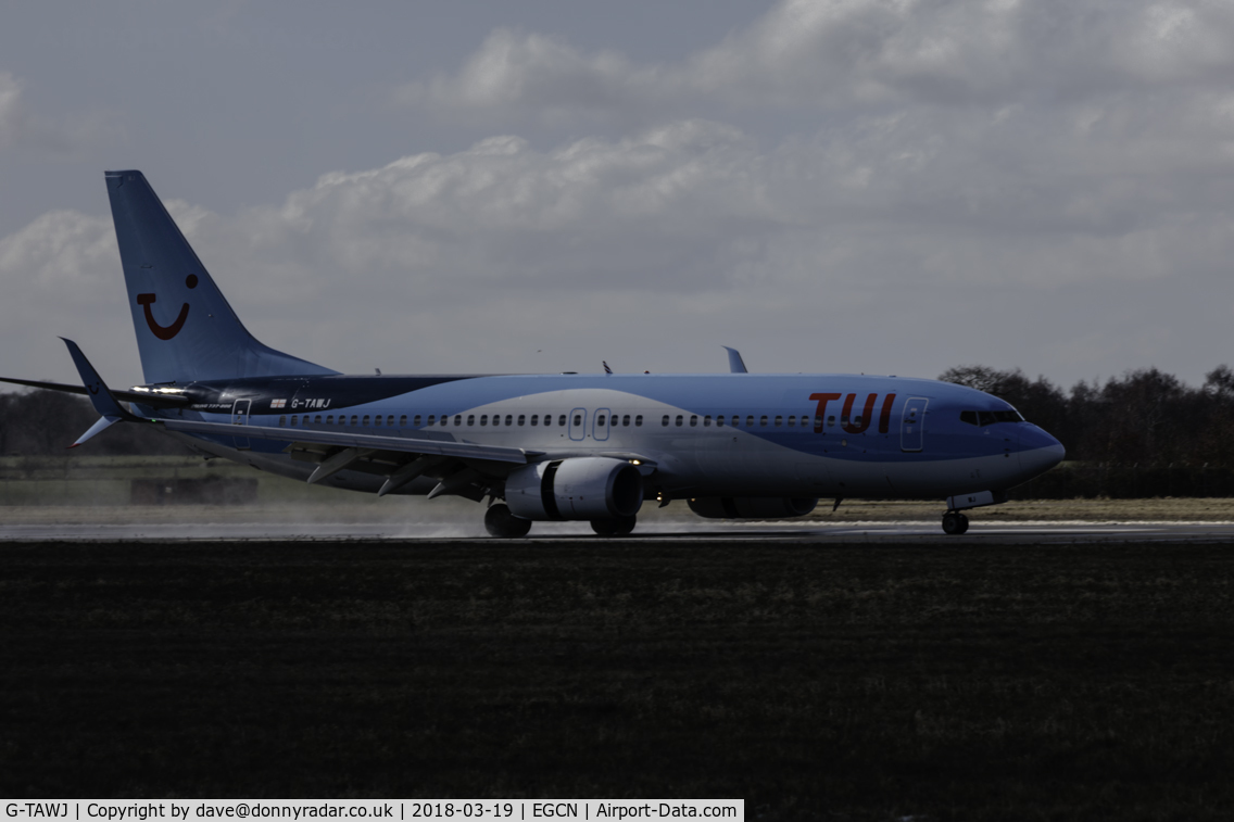 G-TAWJ, 2012 Boeing 737-8K5 C/N 38108, G-TAWJ landing at EGCN/DSA