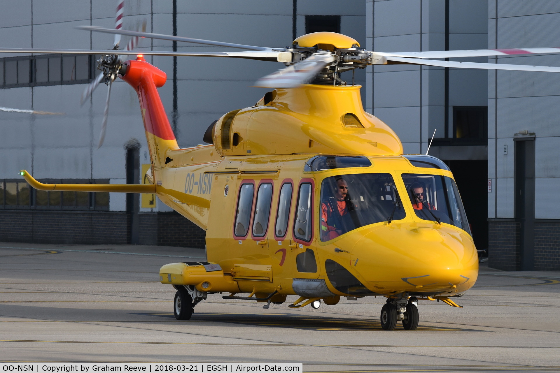 OO-NSN, 2015 AgustaWestland AW-139 C/N 31700, About to depart from Norwich.