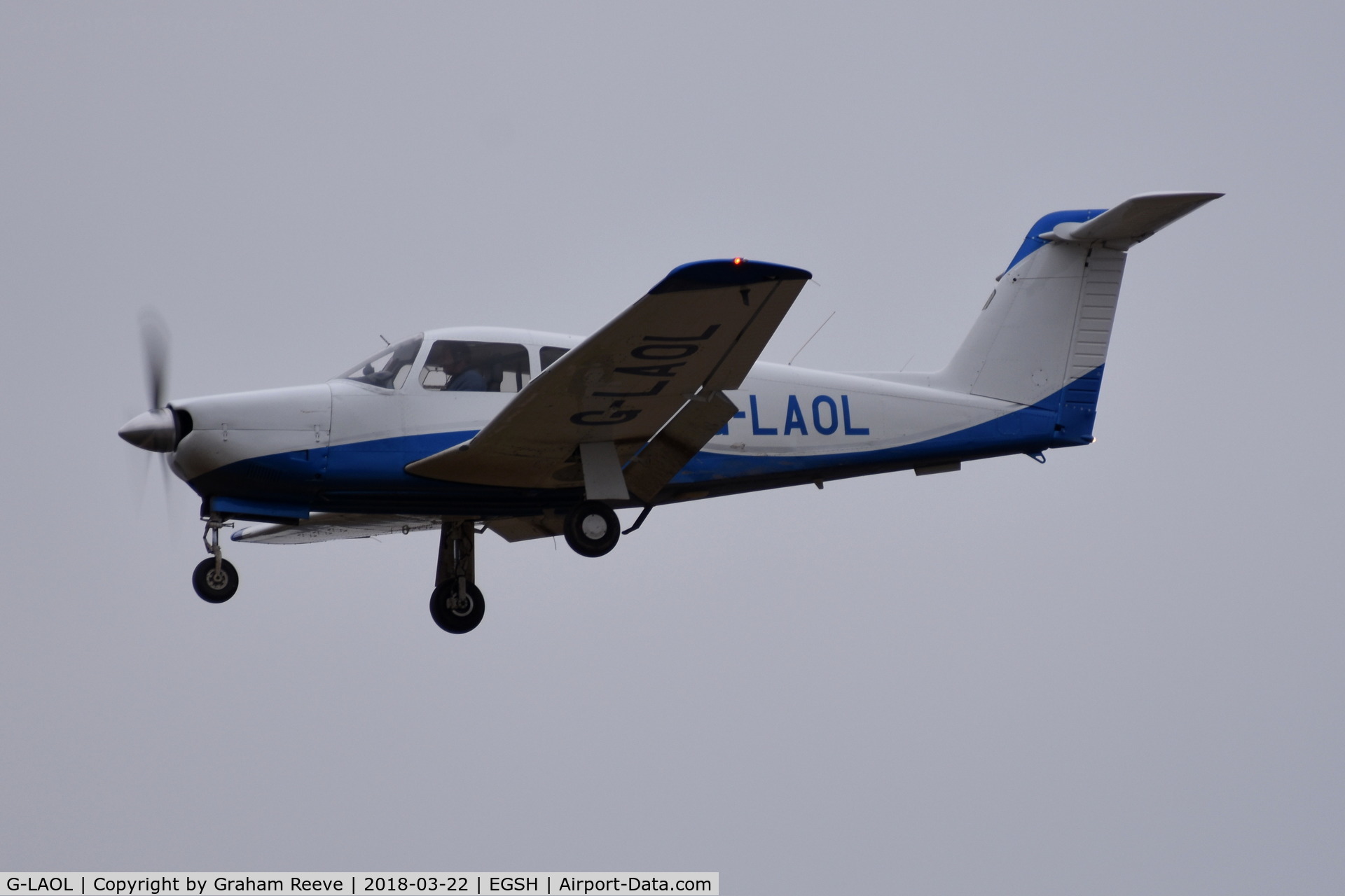 G-LAOL, 1979 Piper PA-28RT-201 Arrow IV C/N 28R-7918211, Landing at Norwich.