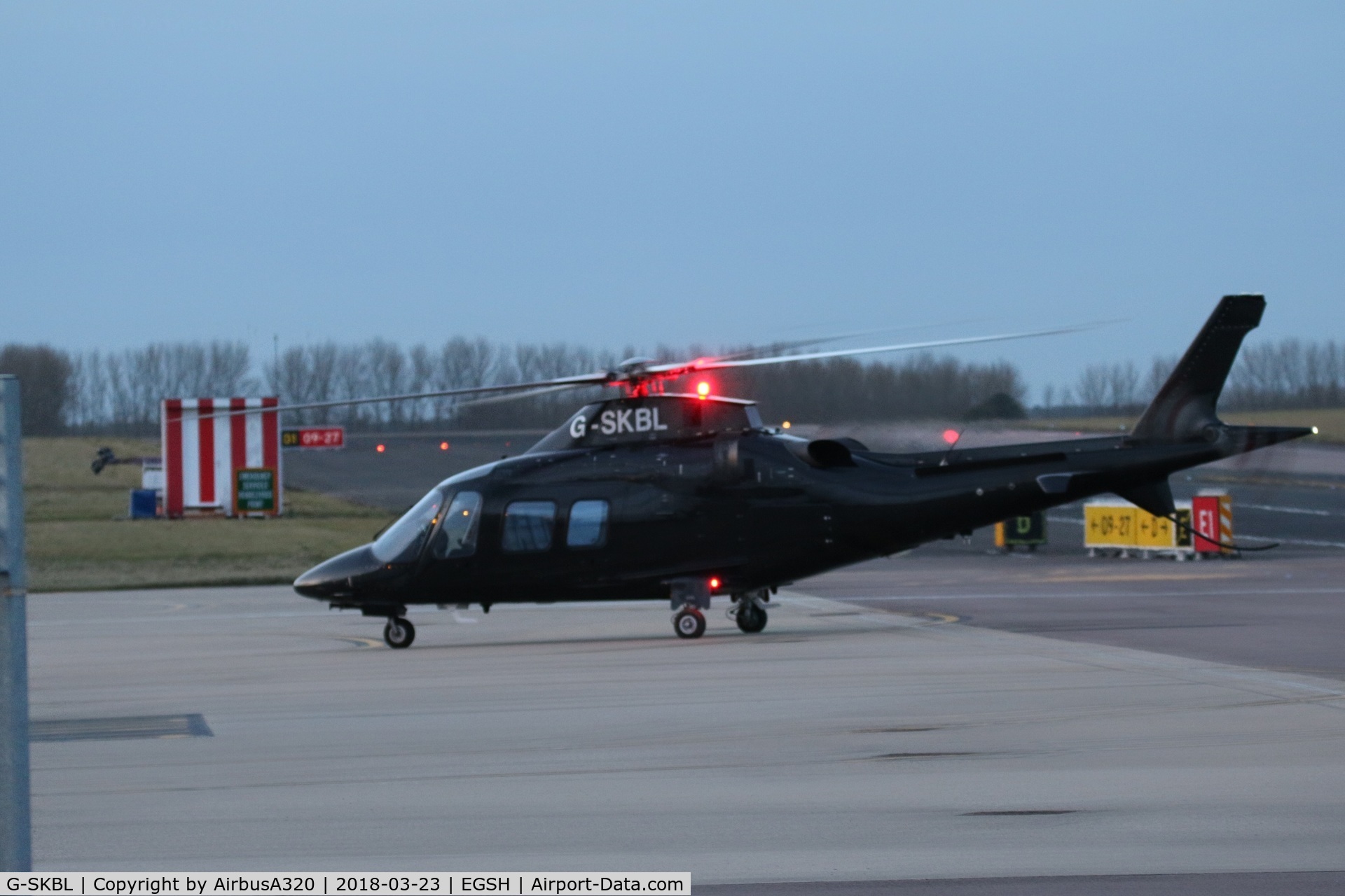 G-SKBL, 2006 Agusta A-109S Grand C/N 22011, Arriving at Saxon