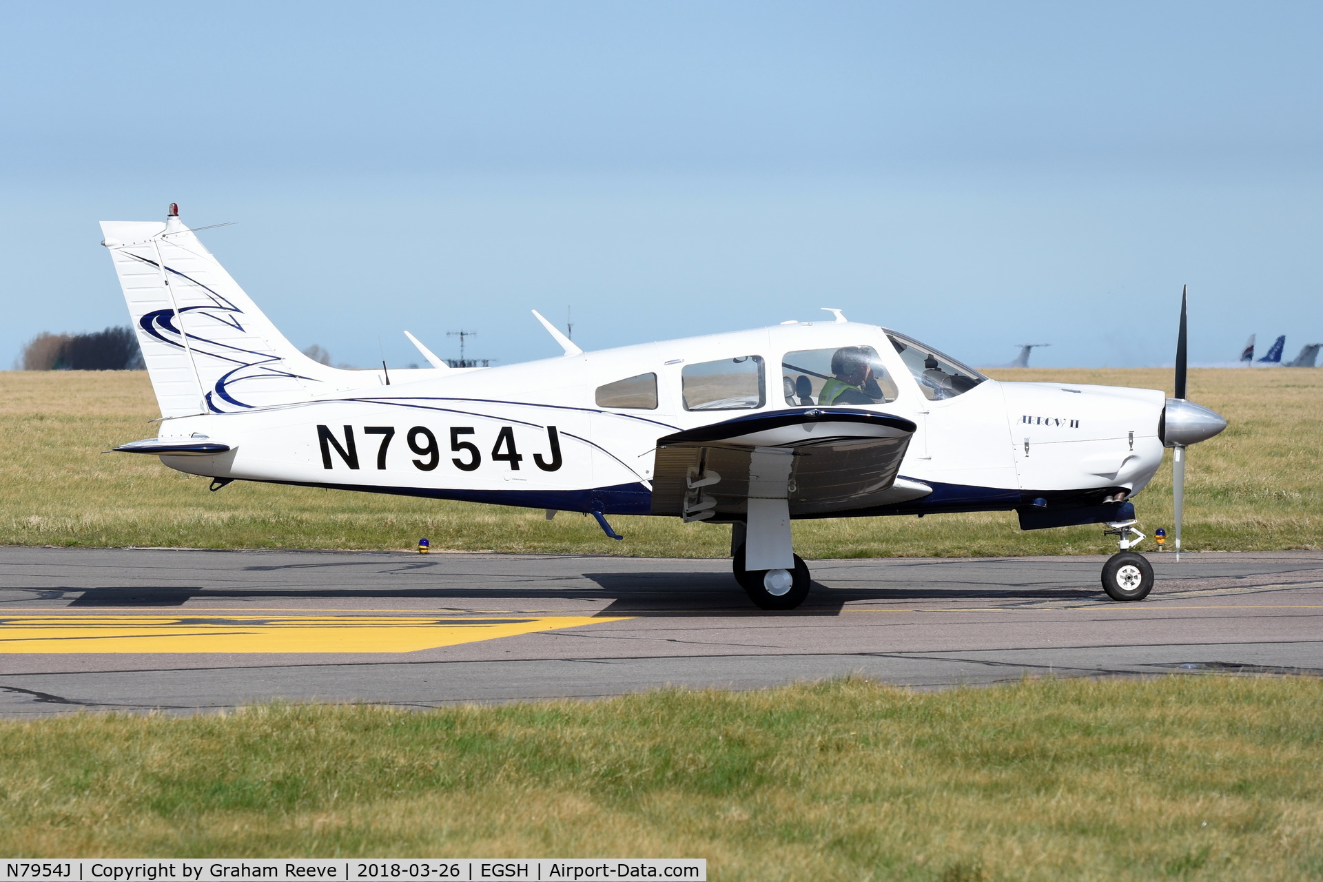 N7954J, Piper PA-28R-200 Cherokee Arrow C/N 28R-7635125, Departing from Norwich.