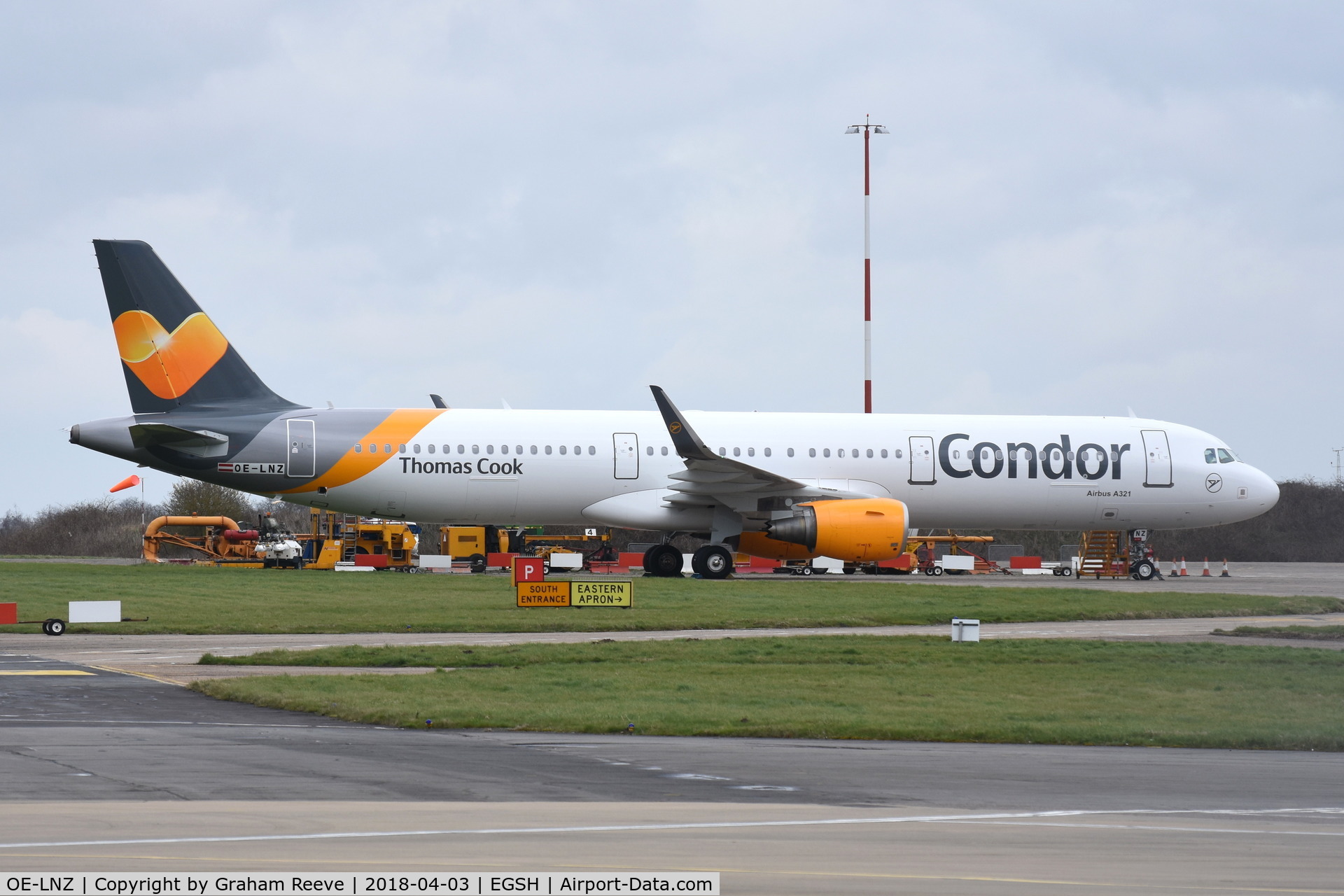OE-LNZ, 2016 Airbus A321-211 C/N 6979, Parked at Norwich.