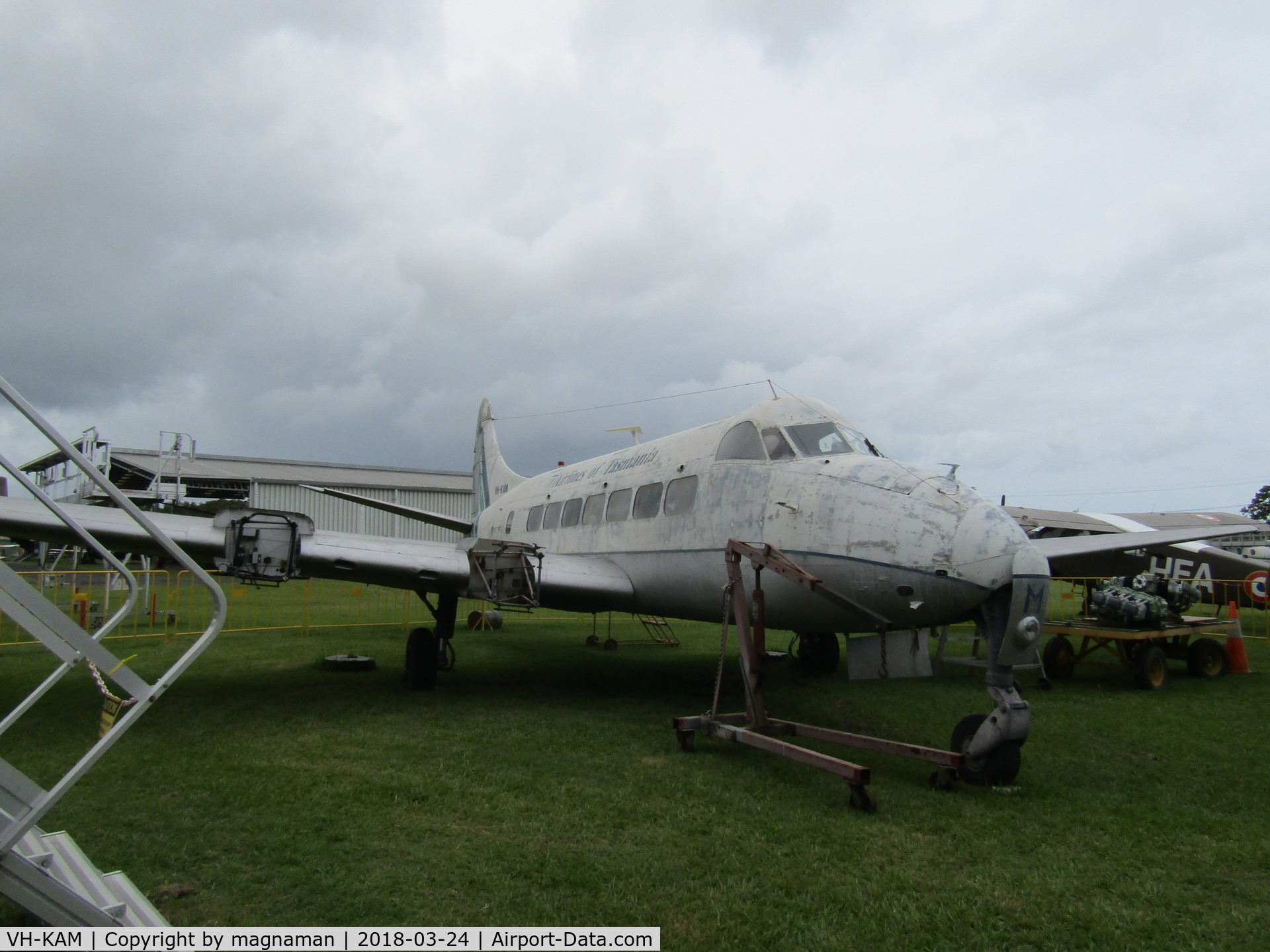 VH-KAM, 1957 De Havilland DH-114 Heron 2D C/N 14123, Just before rain came at Caloundra Musuem