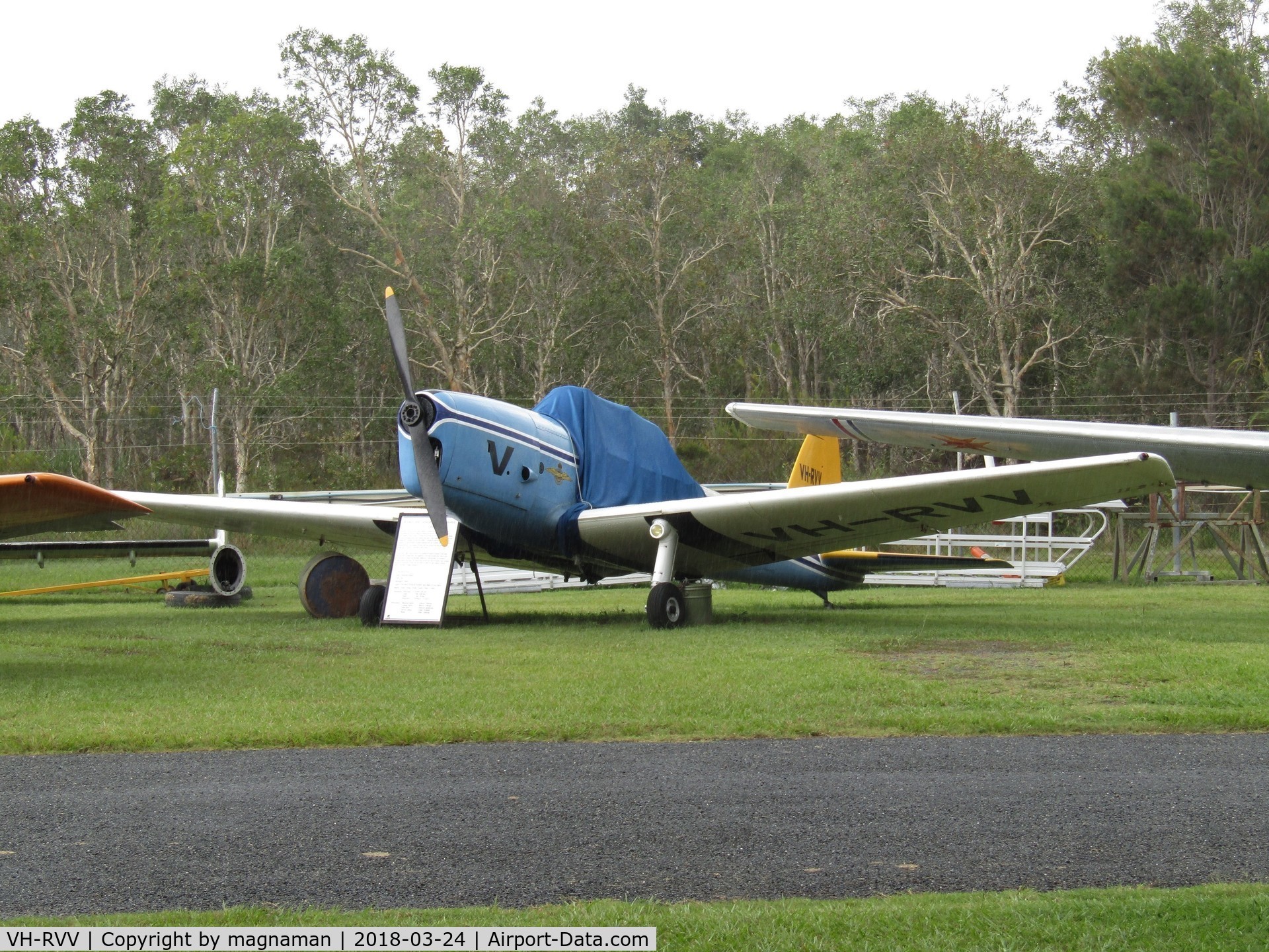 VH-RVV, De Havilland DHC-1 Chipmunk T.10 C/N C1/0484-DHB.f351, at caloundra musuem