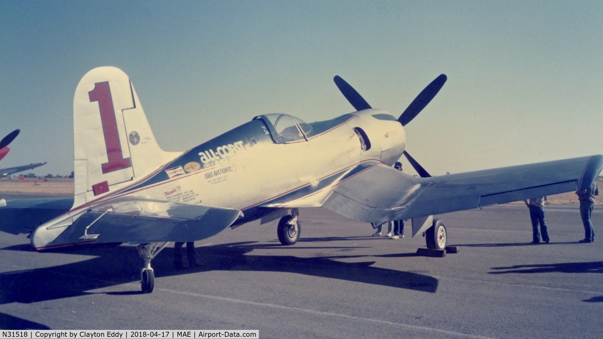 N31518, 1943 Fighter Rebuilders GOODYEAR-REBUILDER C/N 0020, Madera Airshow California 1987.
