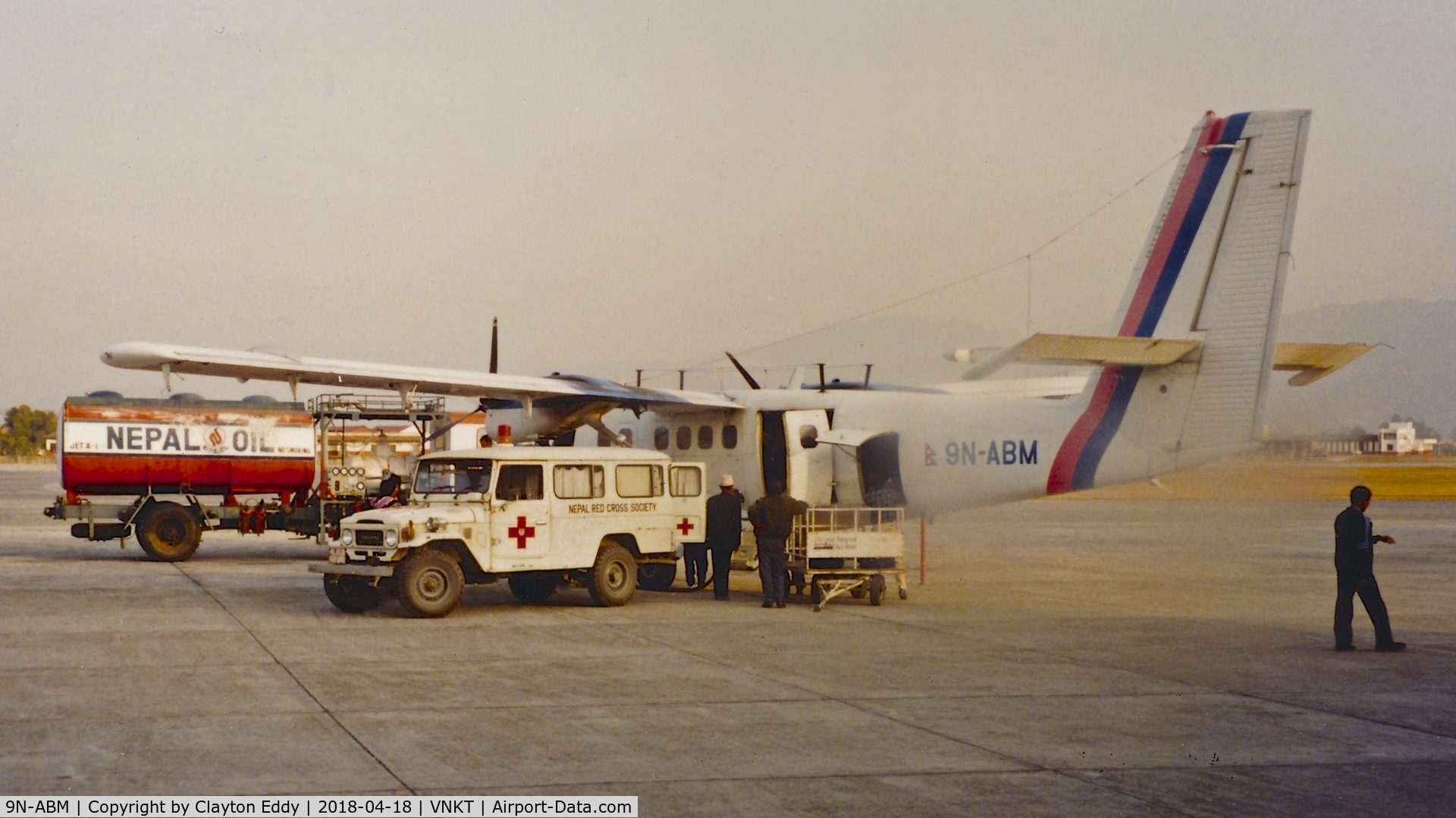 9N-ABM, 1975 De Havilland Canada DHC-6-300 Twin Otter C/N 455, Kathmandu Airport Nepal. 3-92.