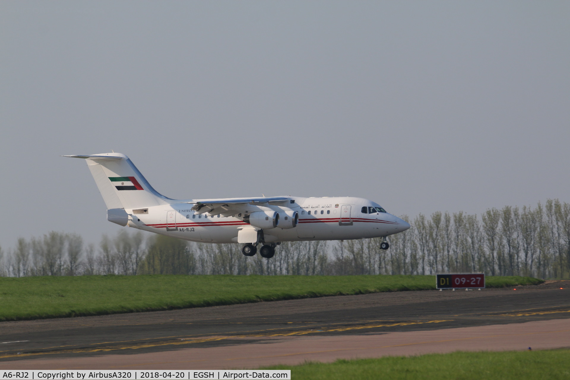 A6-RJ2, 1998 British Aerospace Avro 146-RJ85A C/N E2325, Arriving at Norwich for work with KLM