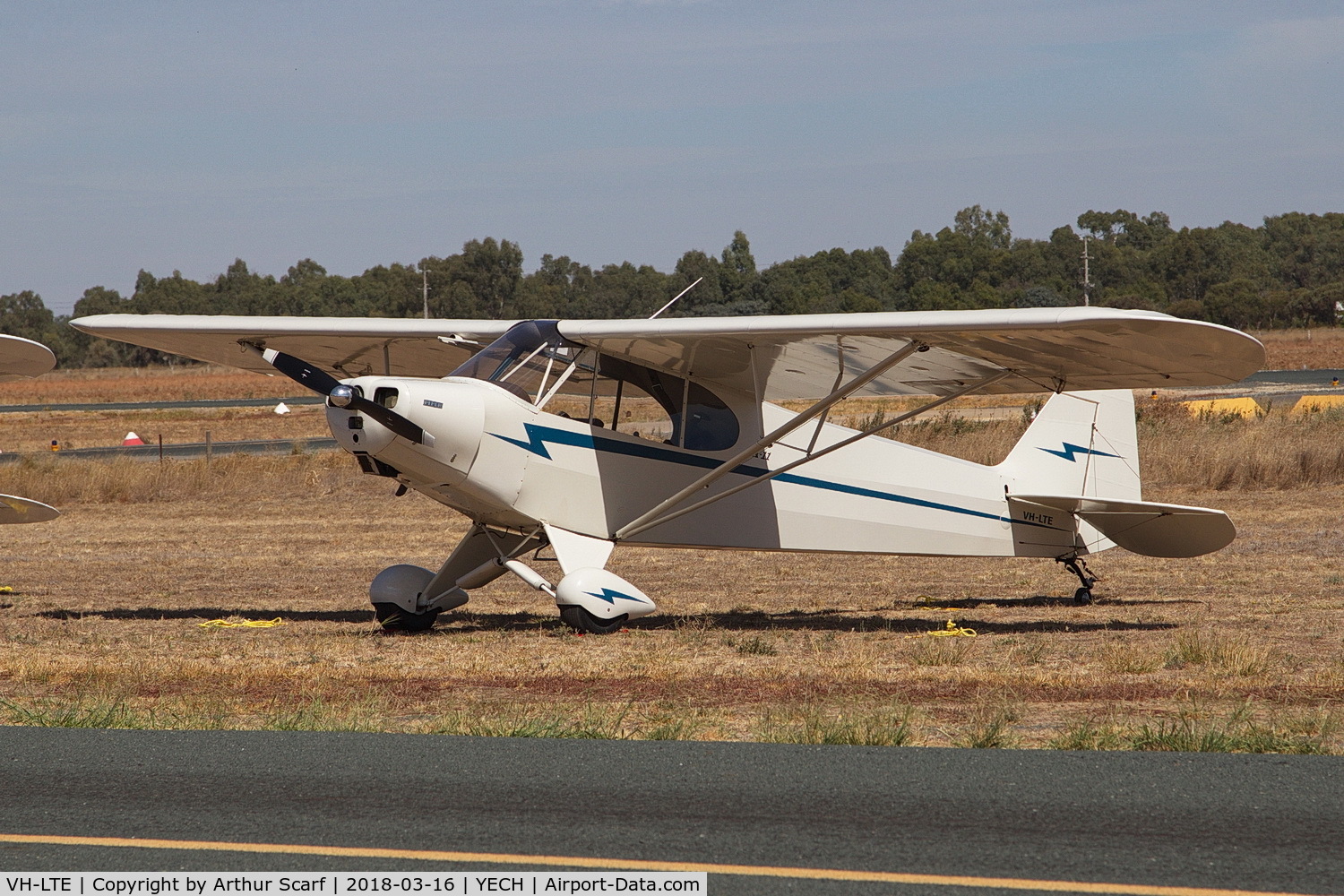 VH-LTE, 1947 Piper PA-11 Cub Special Cub Special C/N 11-1404, AAAA Fly in Echuca 2018