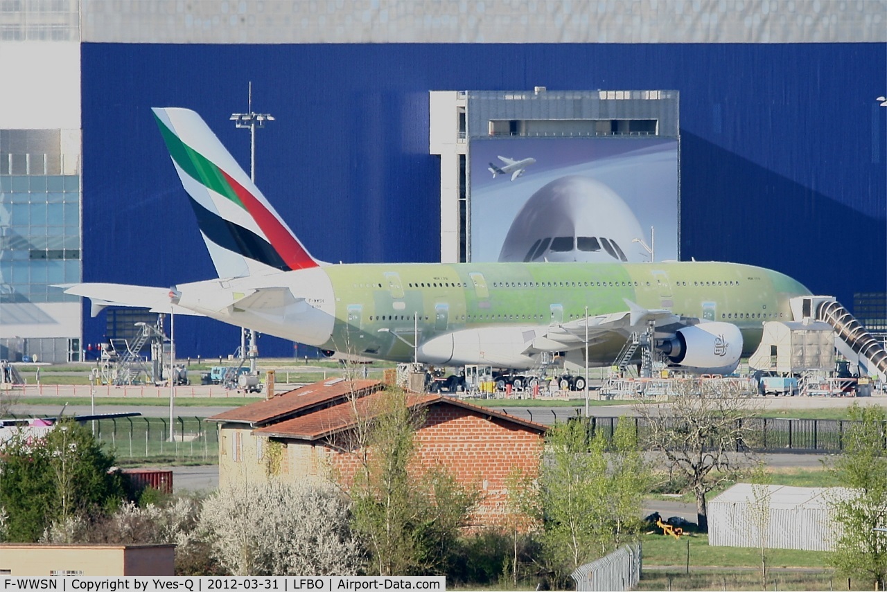 F-WWSN, 2012 Airbus A380-861 C/N 0109, Airbus A380-861, Toulouse-Blagnac airport (LFBO-TLS)