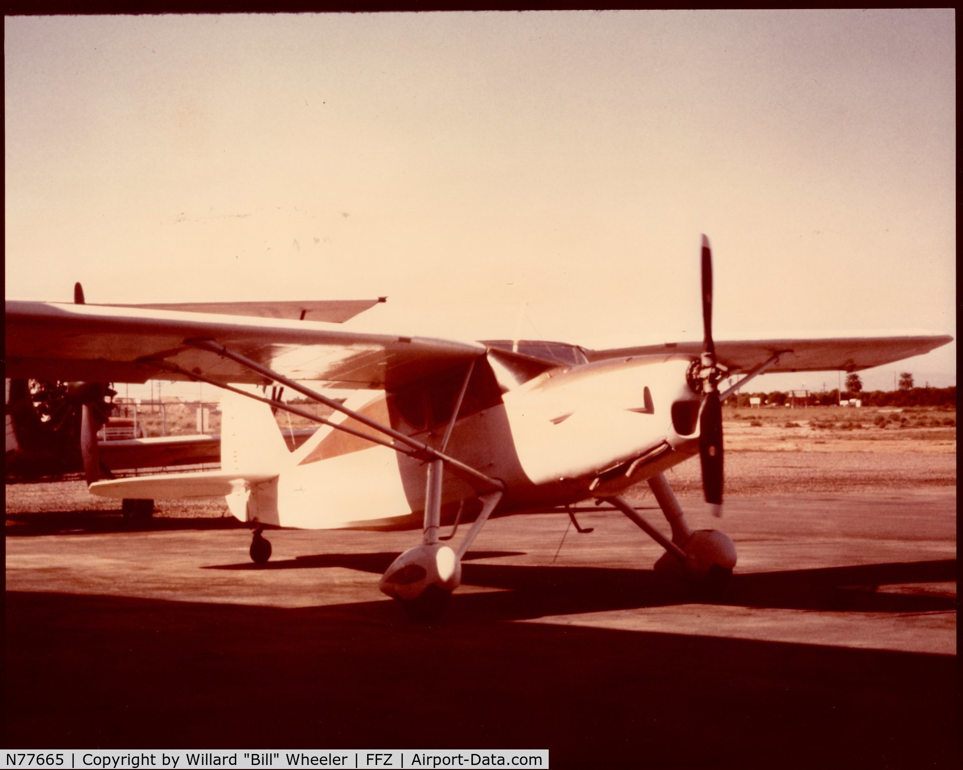 N77665, 1947 Fairchild 24R-46 C/N R46-365, This photo was taken in 1976 at Falcon Field, Mesa, AZ, shortly after owner Bob Wasson of Apache Junction, AZ, had completed reassembling the aircraft after replacing the aircraft's fabric covering.