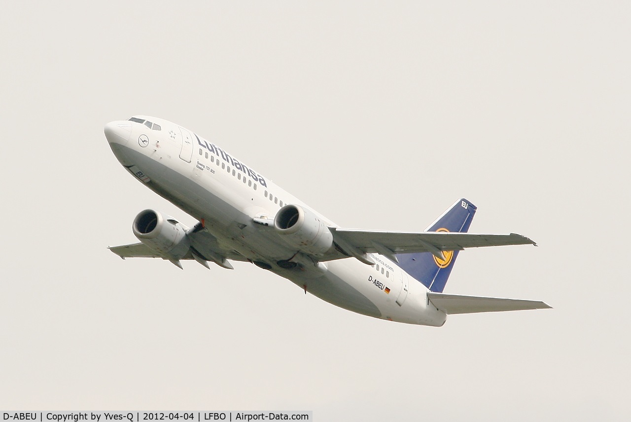D-ABEU, 1995 Boeing 737-330 C/N 27904, Boeing 737-330, Take off rwy 32L, Toulouse-Blagnac Airport (LFBO-TLS)