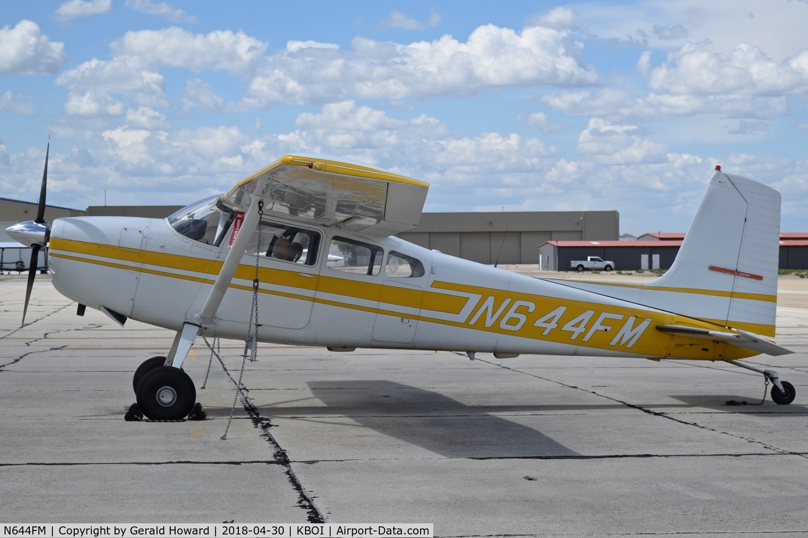 N644FM, 1977 Cessna 180K Skywagon C/N 18052859, Parked on the south GA ramp.