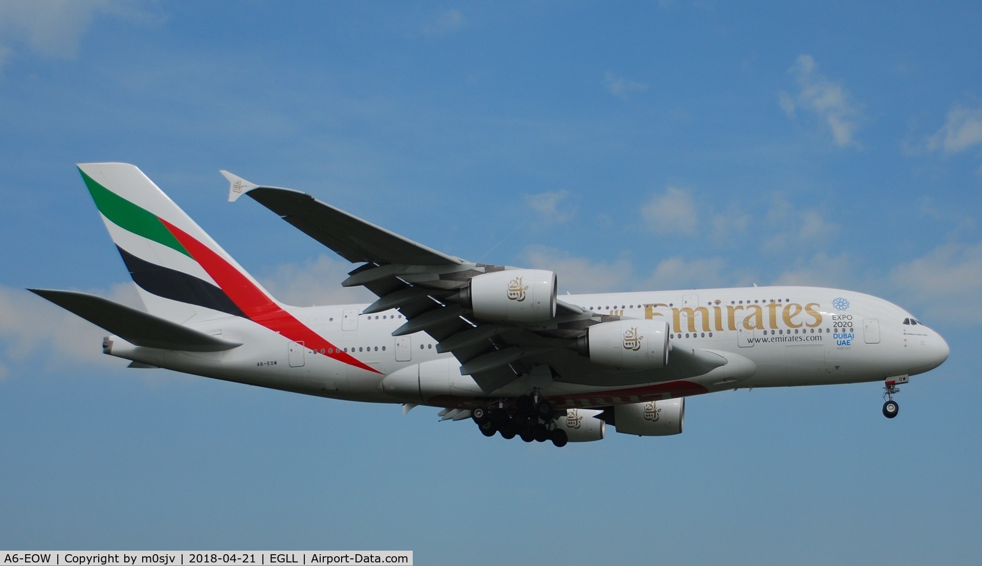 A6-EOW, 2015 Airbus A380-861 C/N 207, Taken from the threshold of 29L