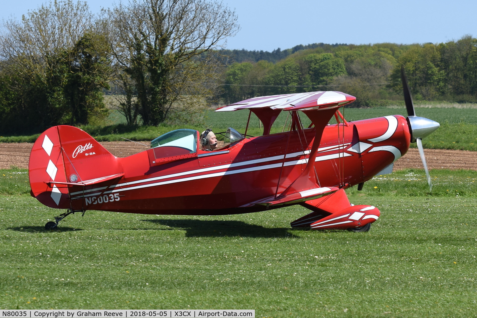 N80035, 1974 Aerotek Pitts S-2A Special C/N 2070, Just landed at Northrepps.