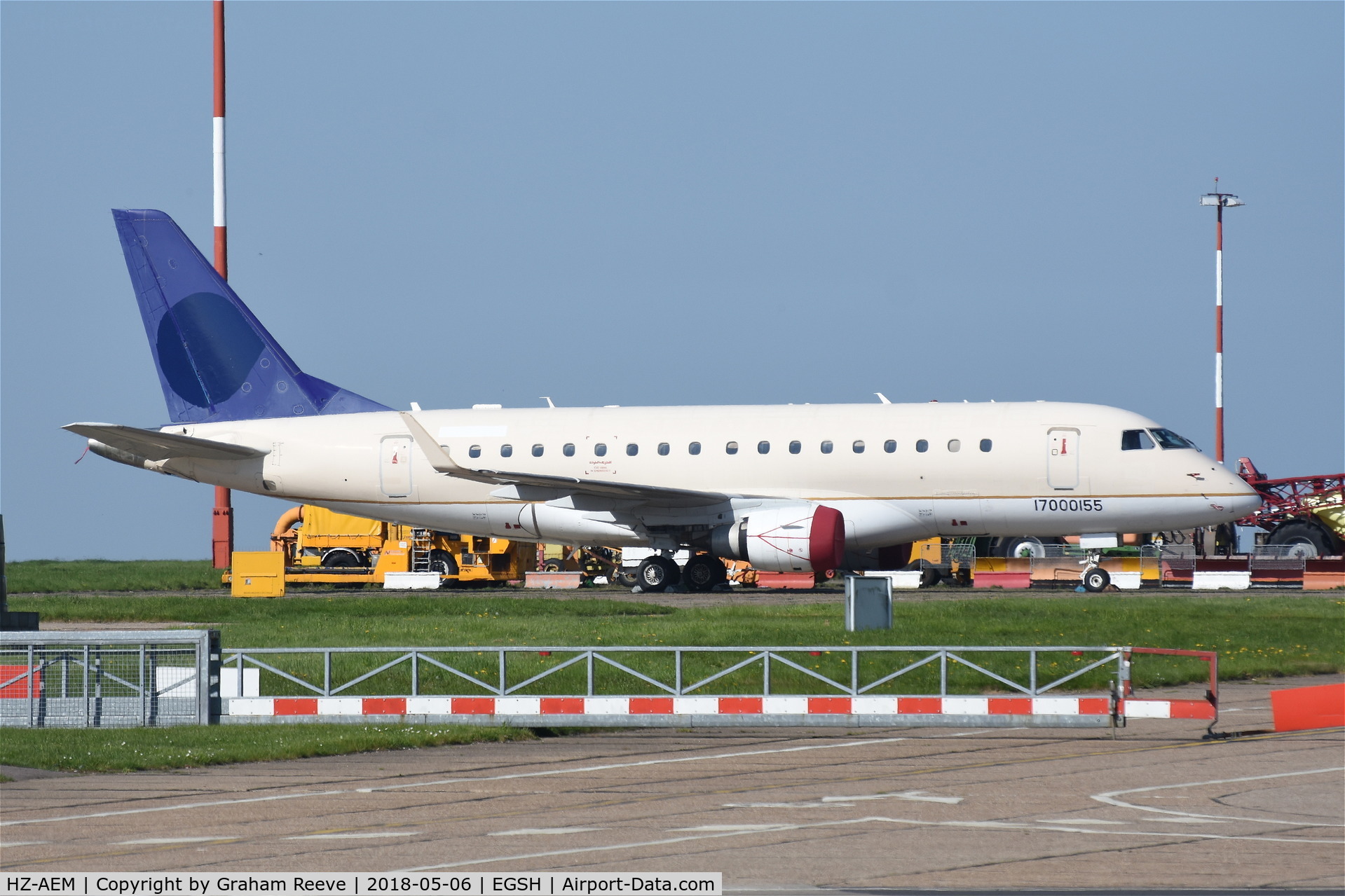 HZ-AEM, 2006 Embraer 170LR (ERJ-170-100LR) C/N 17000155, Parked at Norwich with reg removed and showing C/N.