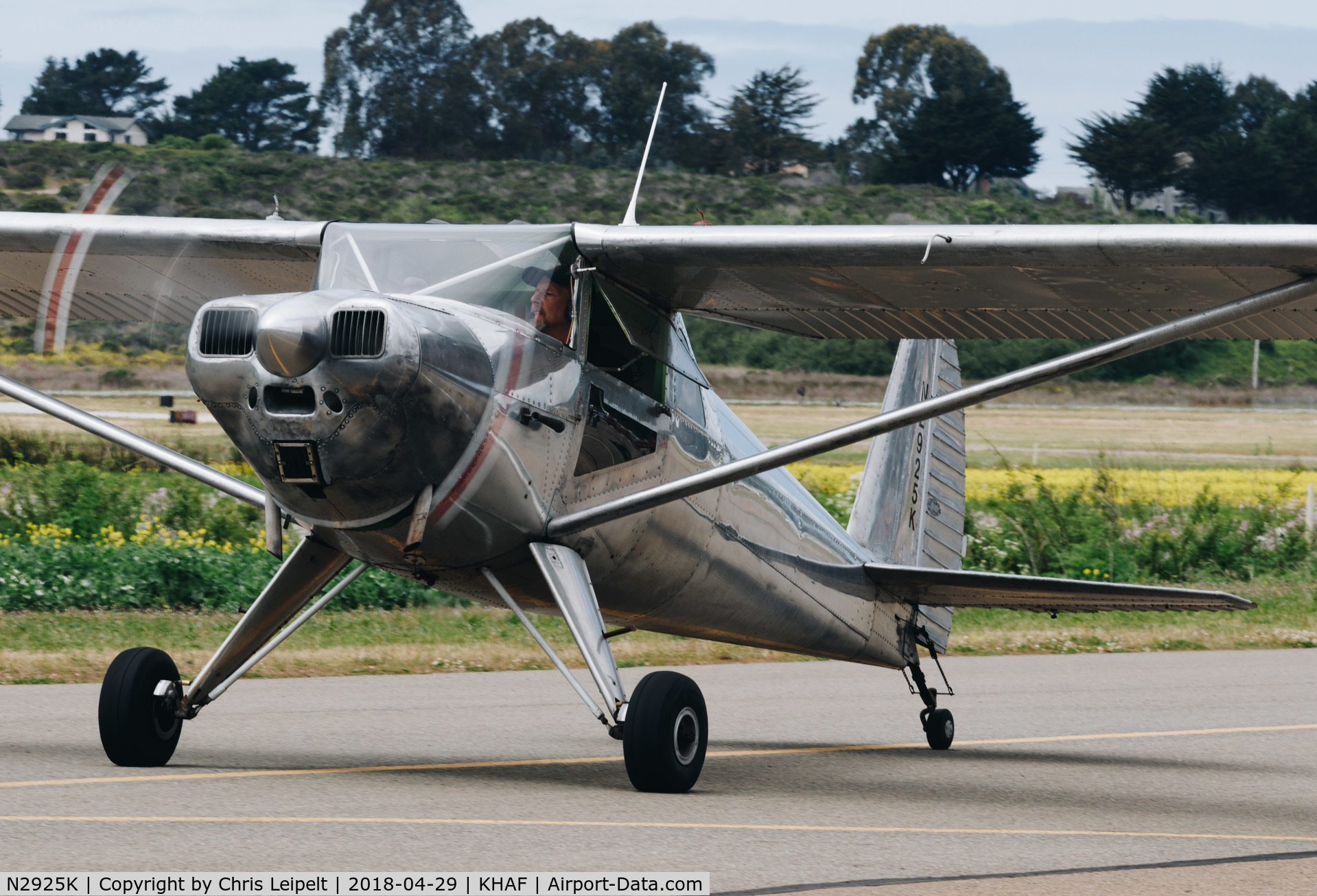 N2925K, 1947 Luscombe 8E Silvaire C/N 5652, 1947 Luscombe 8E taxing out for departure at Half Moon Bay Airport Day 2018.