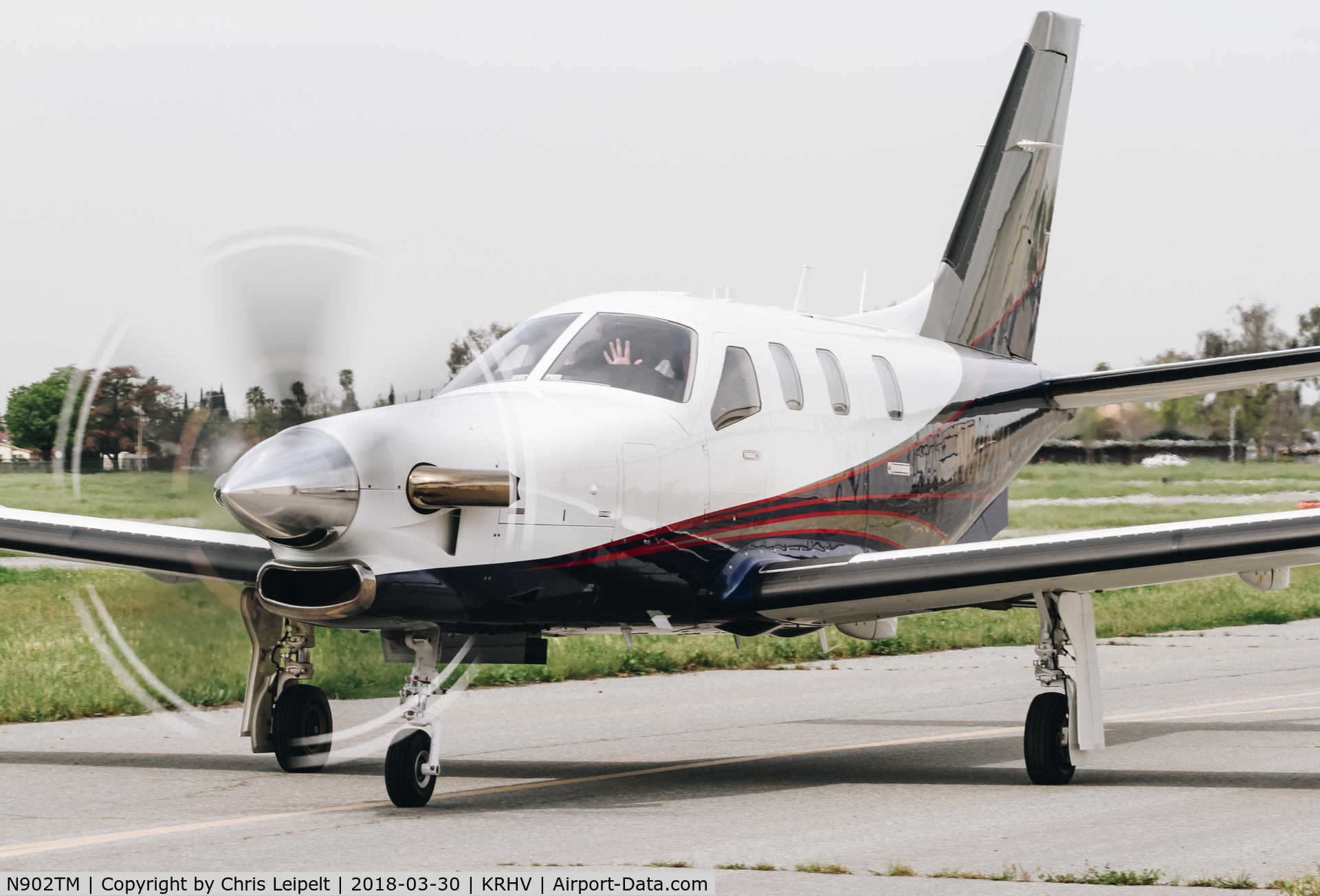 N902TM, 2015 Socata TBM-900 C/N 1103, Locally-based 2015 Socata TBM-900 taxing to its hangar at Reid Hillview Airport, San Jose, CA.