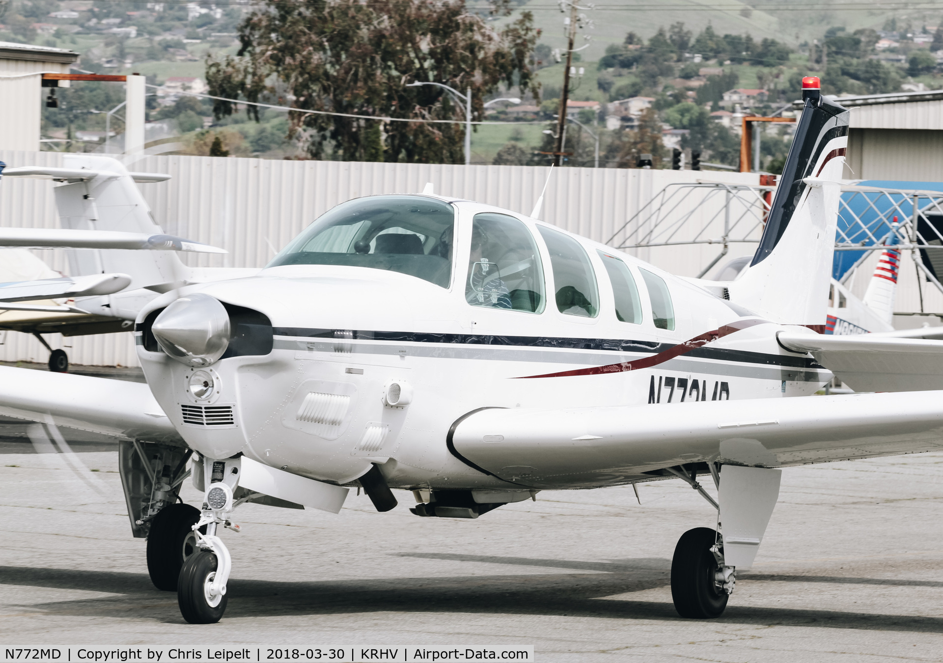 N772MD, 1997 Beech B36TC Bonanza C/N EA-605, 1997 Beechcraft B36TC Bonanza taxing out for departure at Reid Hillview Airport, San Jose, CA.