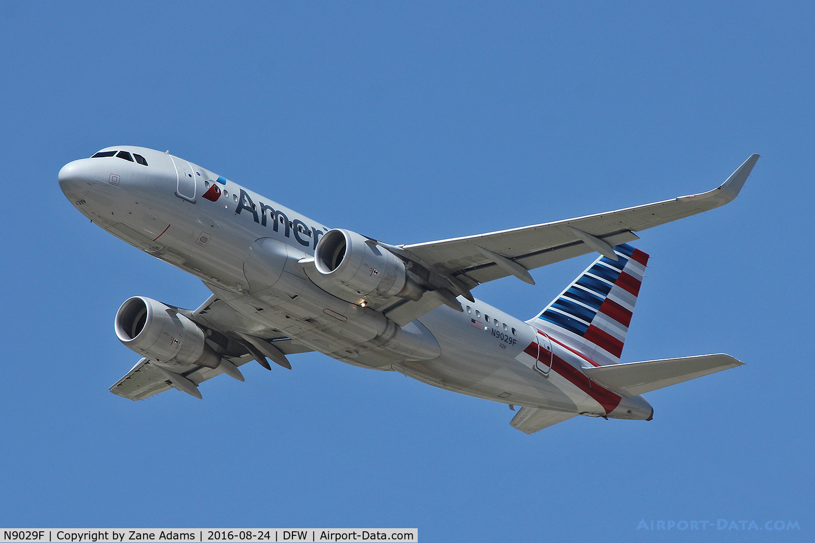 N9029F, 2015 Airbus A319-115 C/N 6491, Departing DFW Airport